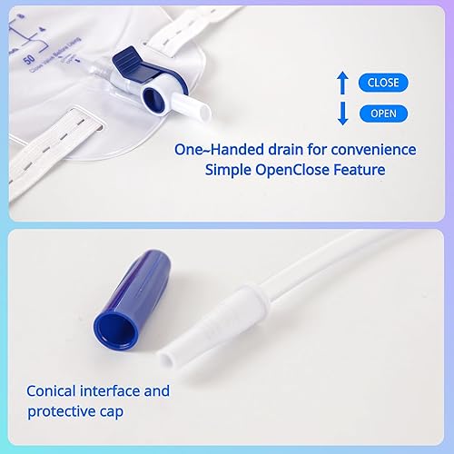 Miniatura 5 de Foley - Bolsa para piernas de 33.8 fl oz33.8 onzas, catéter urinario para hombres, mujeres, bolsa de pierna de catéter Foley, válvula antirreflujo,