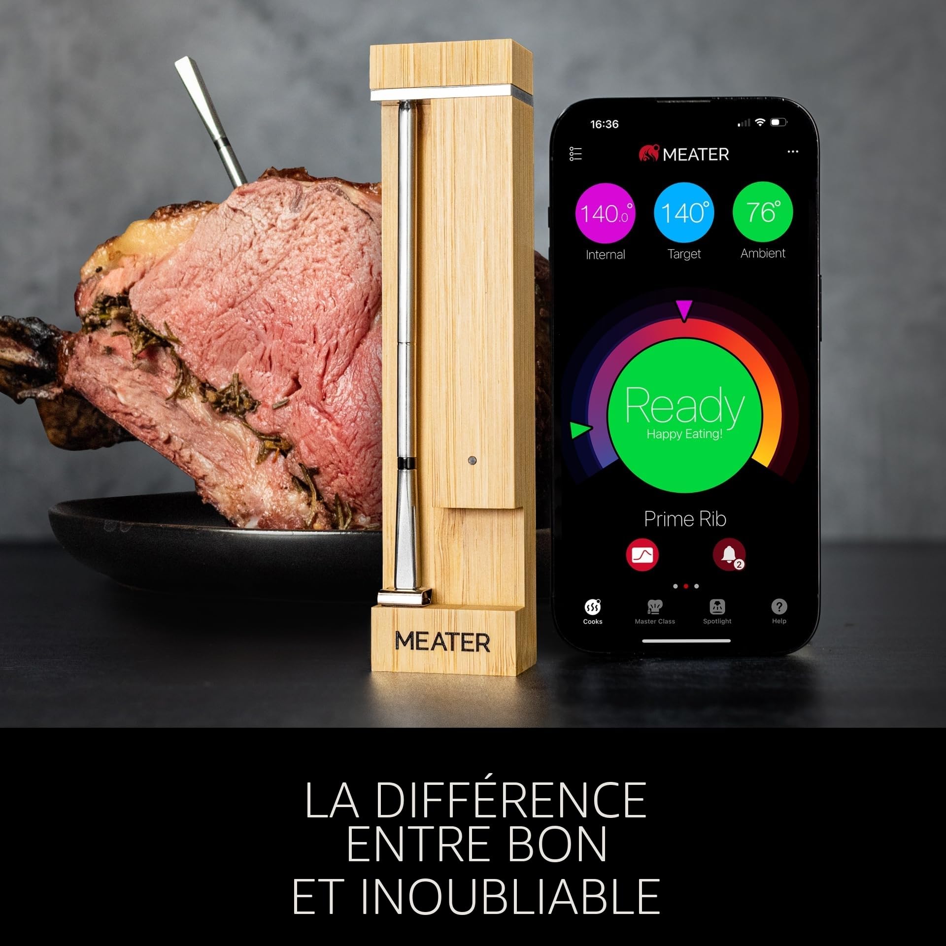 MEATER Pro / 2 Plus: le thermomètre à viande intelligent, résistant à la chaleur jusqu'à 550 °C, longue portée, 100% étanche, technologie multi-capteurs, pour cuisine et barbecue