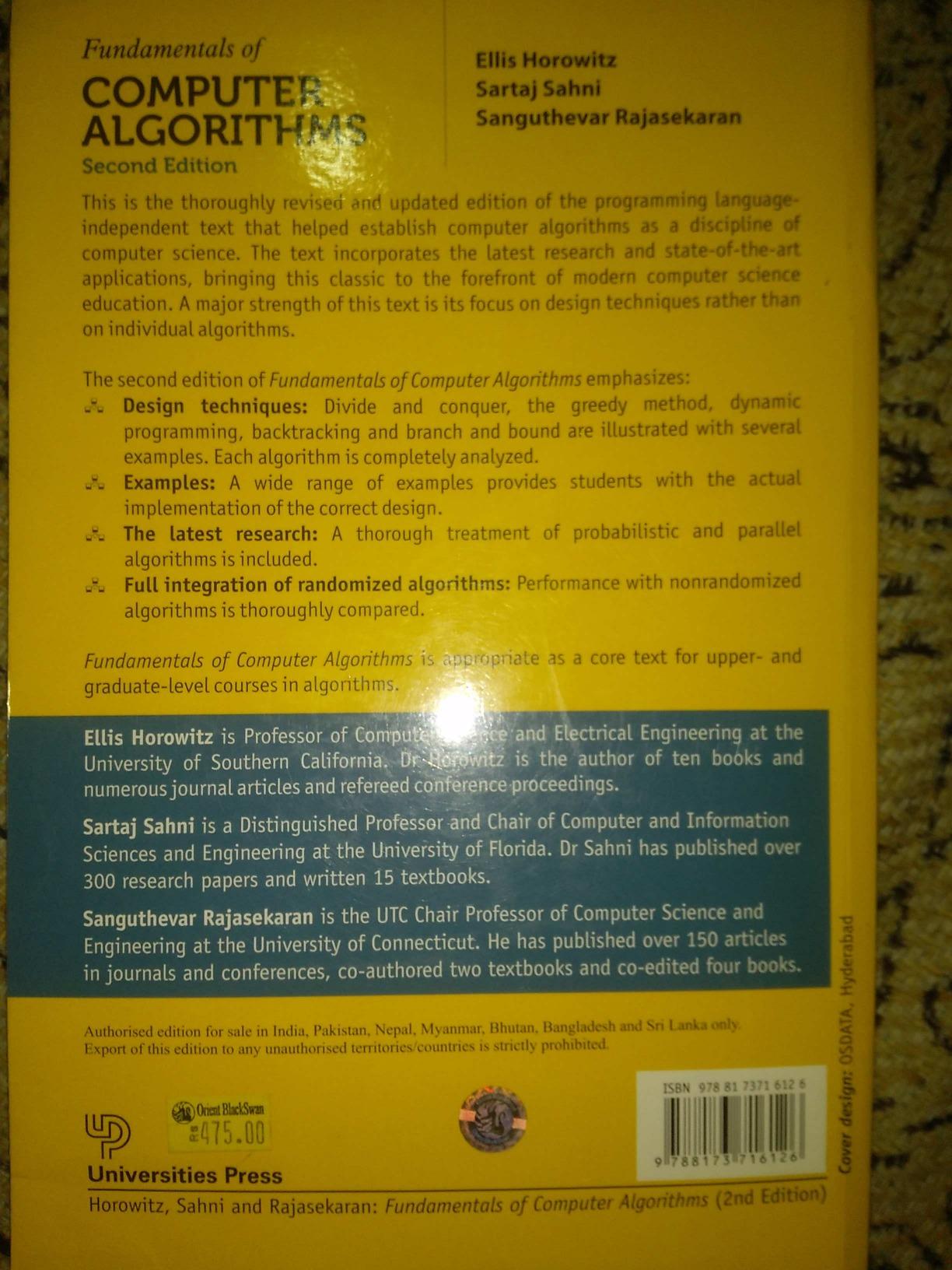 Buy FUNDAMENTALS OF COMPUTER ALGORITHMS Book Online at Low Prices in ...