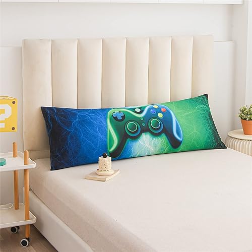 Miniatura 5 de Meeting Story Funda de almohada corporal para videojuegos con cierre de sobre para niños, niños y adultos (azul-verde)