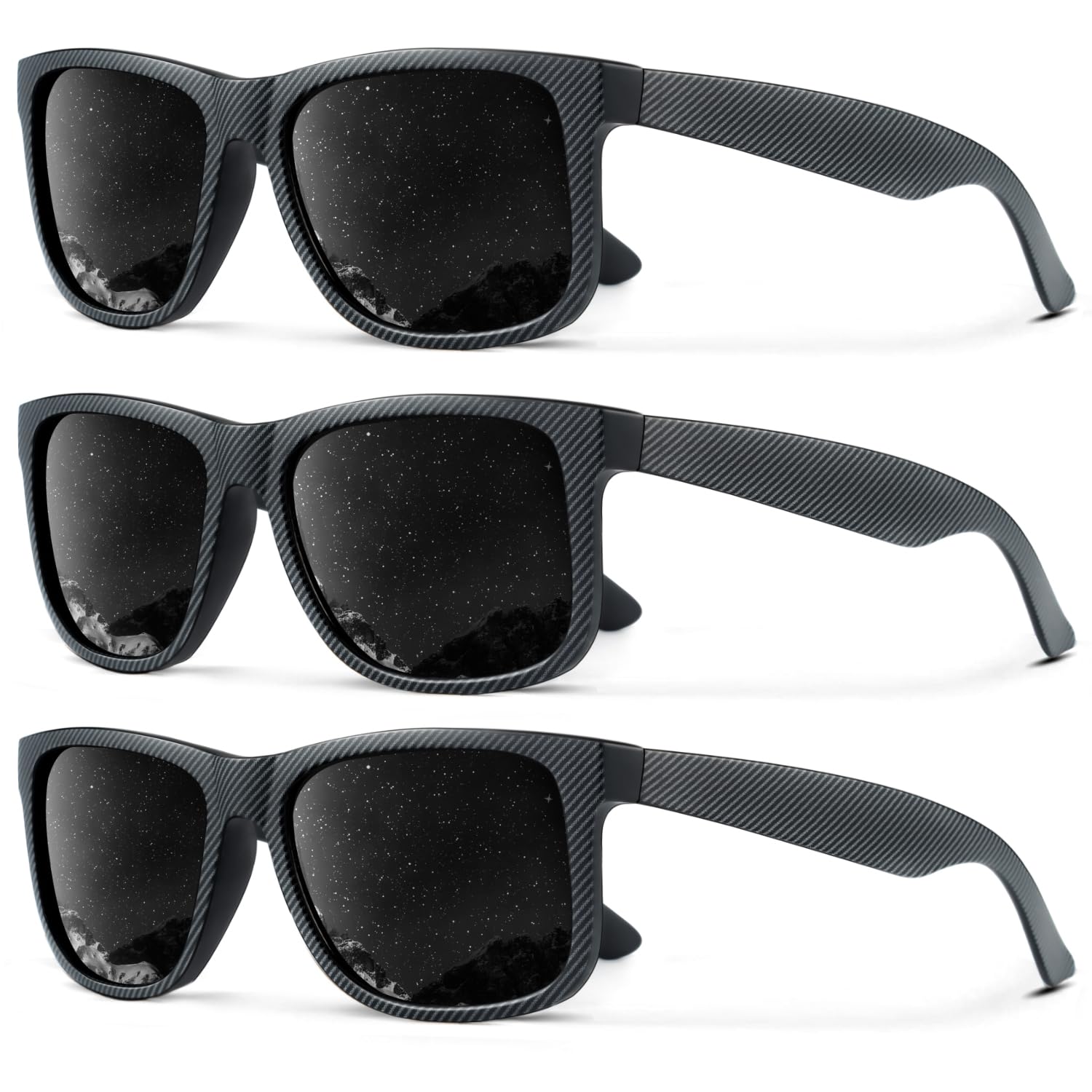 KALIYADI Sunglasses Men Polarized Sun glasses for Mens Womens Classic Matte Black Frame UV Protection 3pack