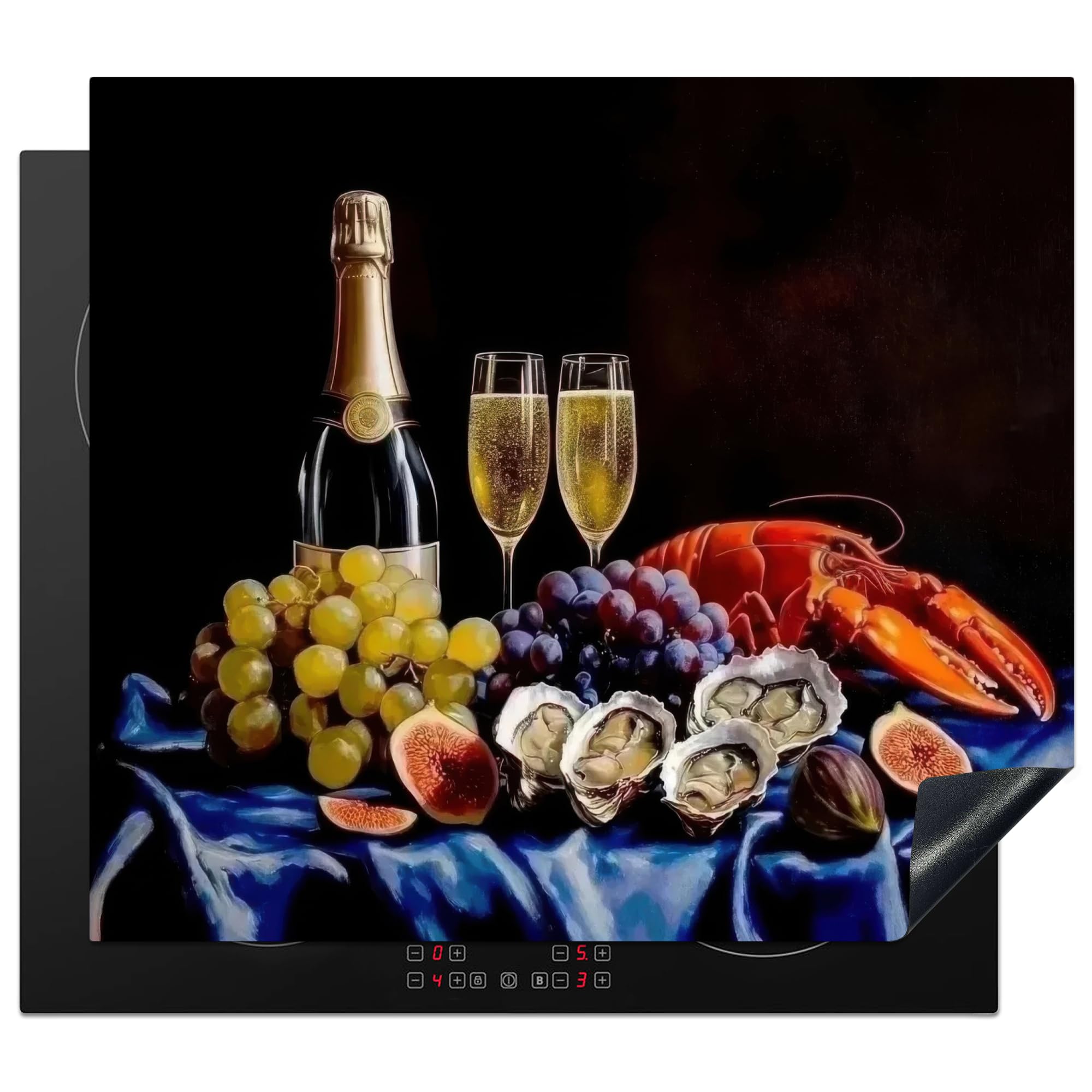 KitchenYeah© Induction Hob Protector Mat 20.5"x23.2" / 59x52 cm Stove Cap Top Cover Kitchen Cooker Covers for Electric Hobs Vinyl Champagne - Oysters