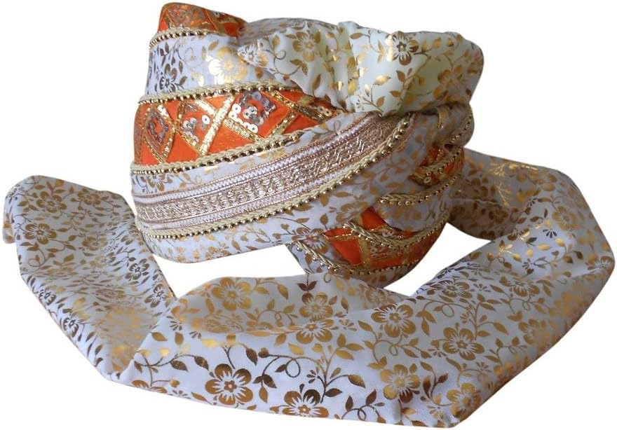 Men Pagri Wedding Turban Indian Groom Hat Handmade Safa 6 7/8 (21.5") Multi-Color