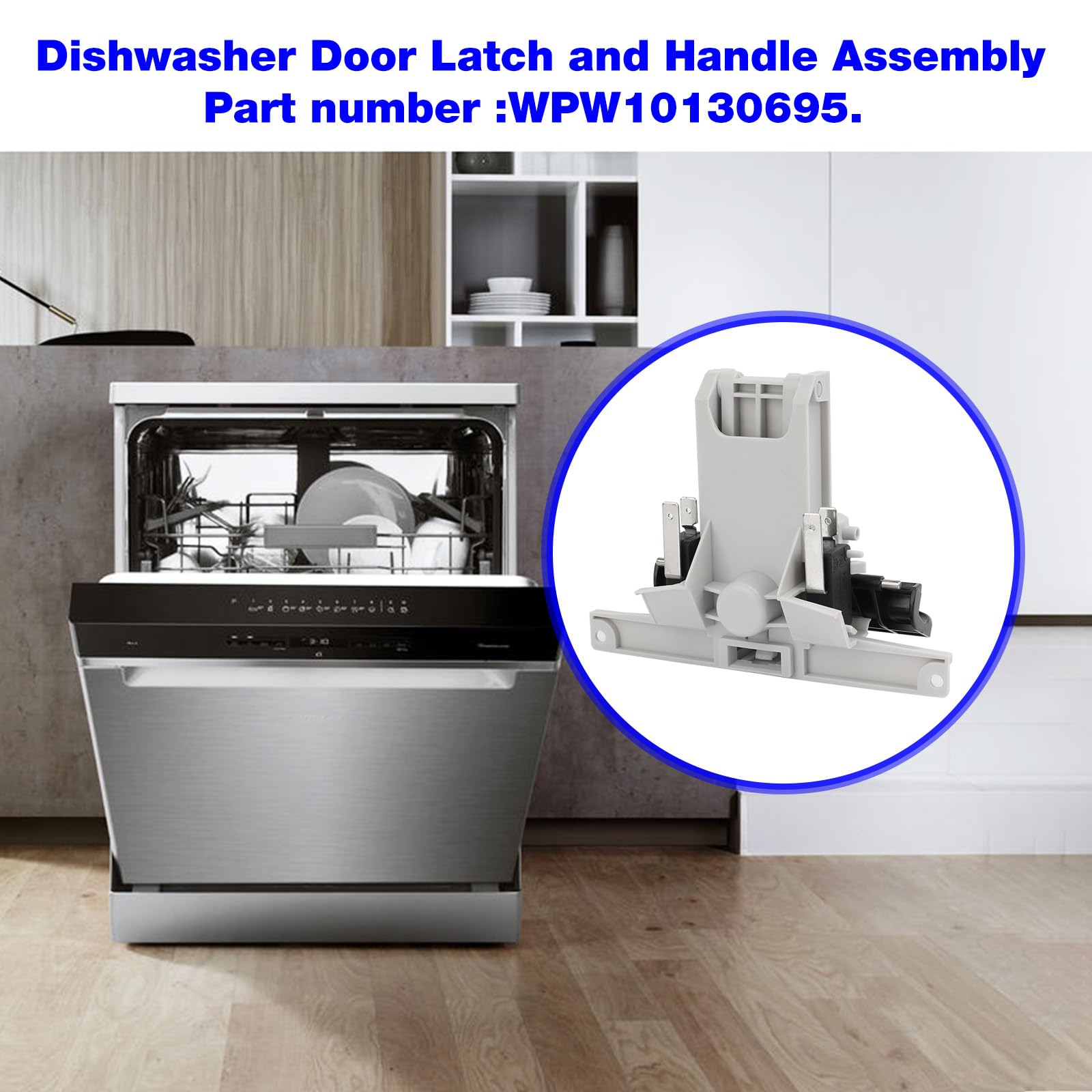 Maniglia/Serratura Per Lavastoviglie Nera/grigia - Ricambio WPW10130695 Per Whirlpool, Maytag, Amana