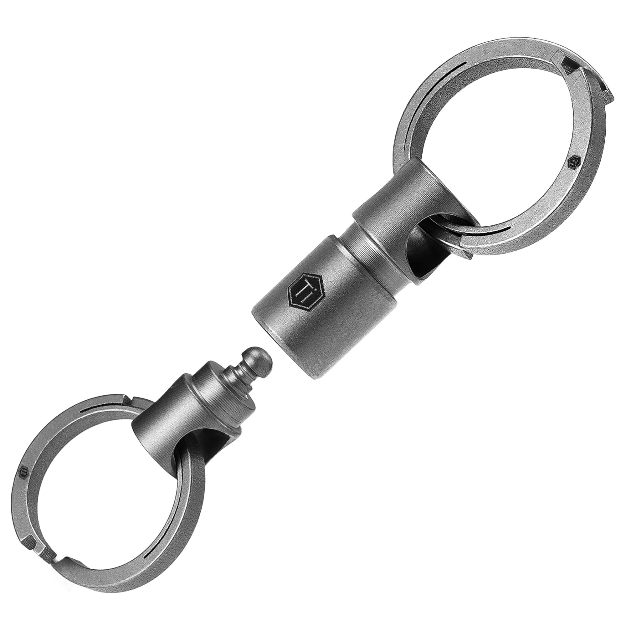 Keyunity Ka37-Grey-1*Connector+2 * Keyring Detachable Key Ring Connector,Double-End 360°Keychain Titanium Rotatable,Key Organizer Linker For Carabiner For Car,Home,Accessories(Ka37sw)