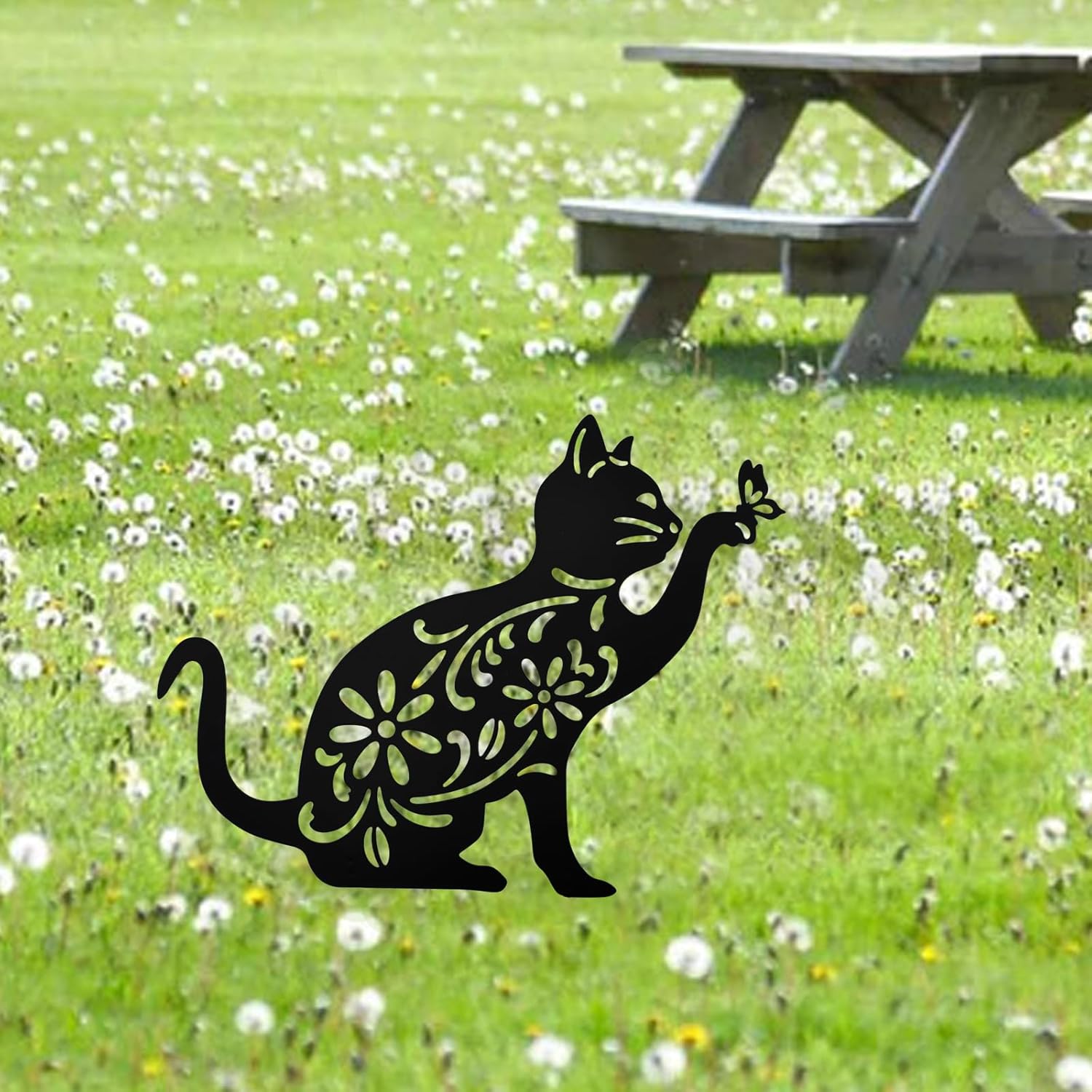 MrMrKura Metal Cat Stakes Garden Decor Stakes Black Cat Silhouette Statue for Outside Decorative Ornaments for Outdoor Garden Home Patio Yard Decortation - Image 2