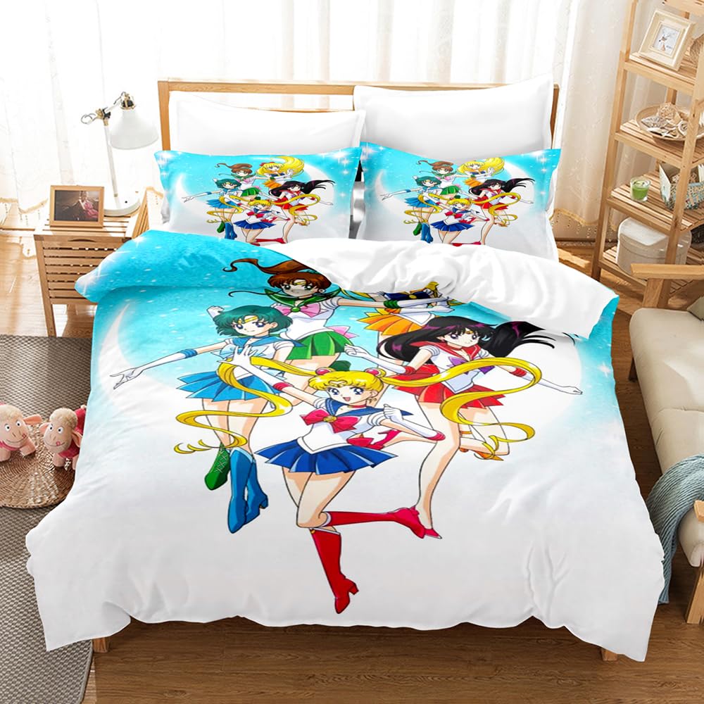 Ste-X Copripiumino Sailor Moon In Cotone 80%: Set Con Federe 50x75 Cm, Chiusura A Cerniera, Traspirante E Morbidissimo, Ideale Per Tutte Le Stagioni