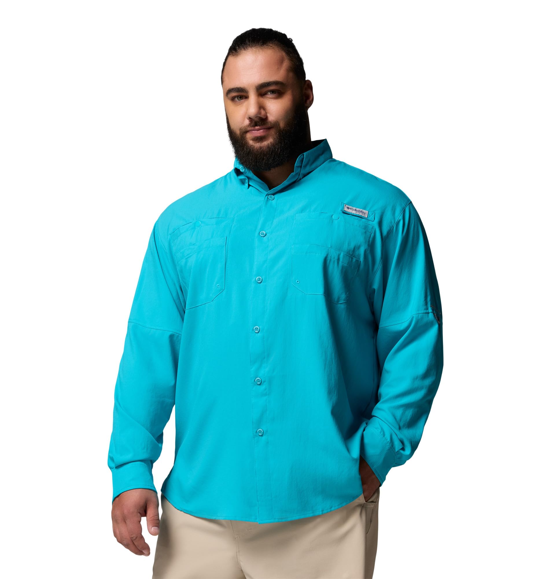 Columbia Tamiami II - Camicia da Trekking a Maniche Lunghe, da Uomo, Blu Oceano, 3X