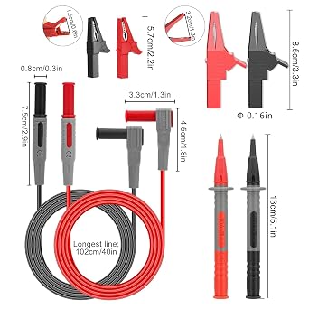 Electrical Multimeter Lead Kit: 26 PCS Automotive Back Probe Kit | Test Lead Kit with Volt Meter Lead Multimeter Probe Back Probe Pin Alligator Clip Replaceable Wire Piercing Probe Test Hook