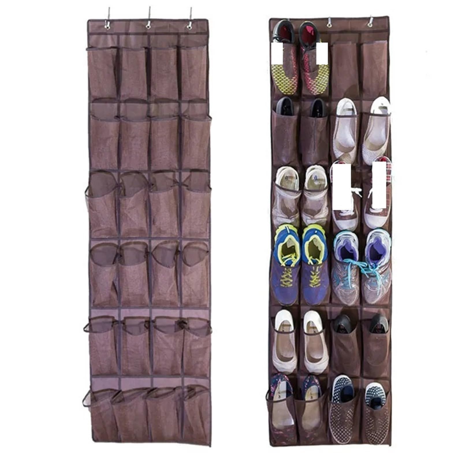 Organizador de zapatos para puerta colgante con 24 bolsillos, bolsa de almacenamiento no tejida para zapatos del hogar, ganchos para ahorrar espacio (A)