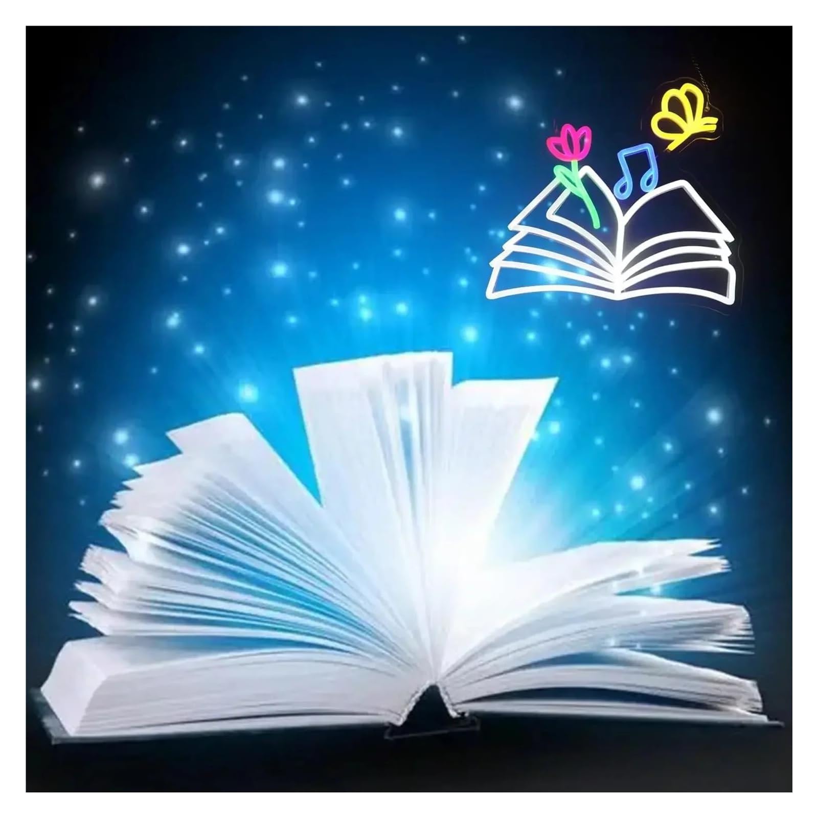 Scritta luminosa Insegna Luminosa Al Neon Per Amanti Dei Libri, Per Club Di Lettura, Cameretta Dei Bambini, Sala Giochi, Decorazione Da Parete,32.8х32.2cm