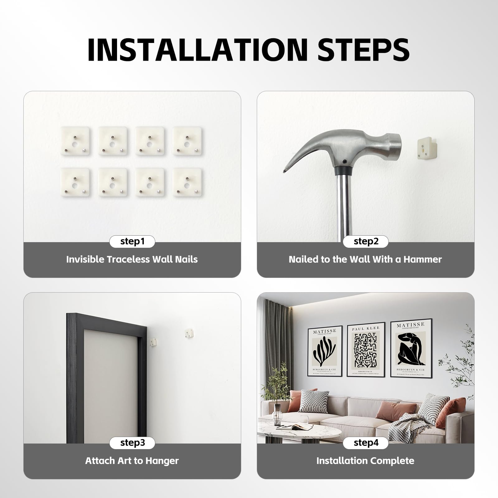 Matisse Wall Art Set of 3, Framed Black and Beige Neutral Wall Art Prints for Bedroom and Living Room Walls, Pictures for Walls 30x40cm (12"x16")