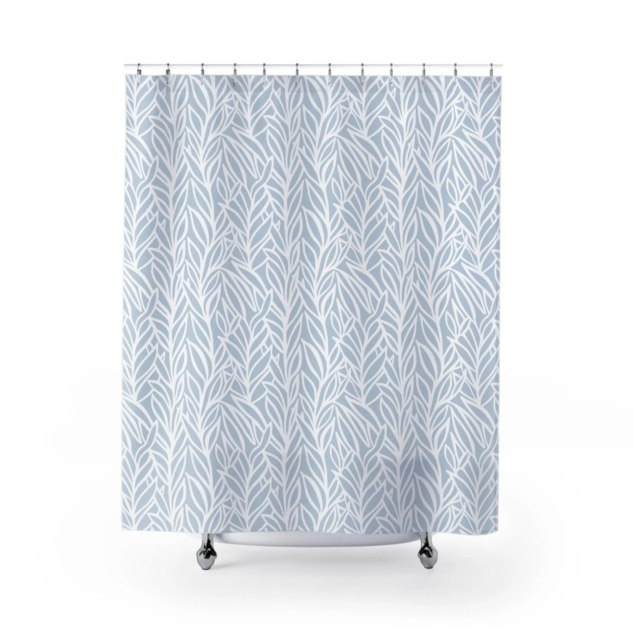 Rideau de douche botanique bleu 170x170cm en polyester lavable