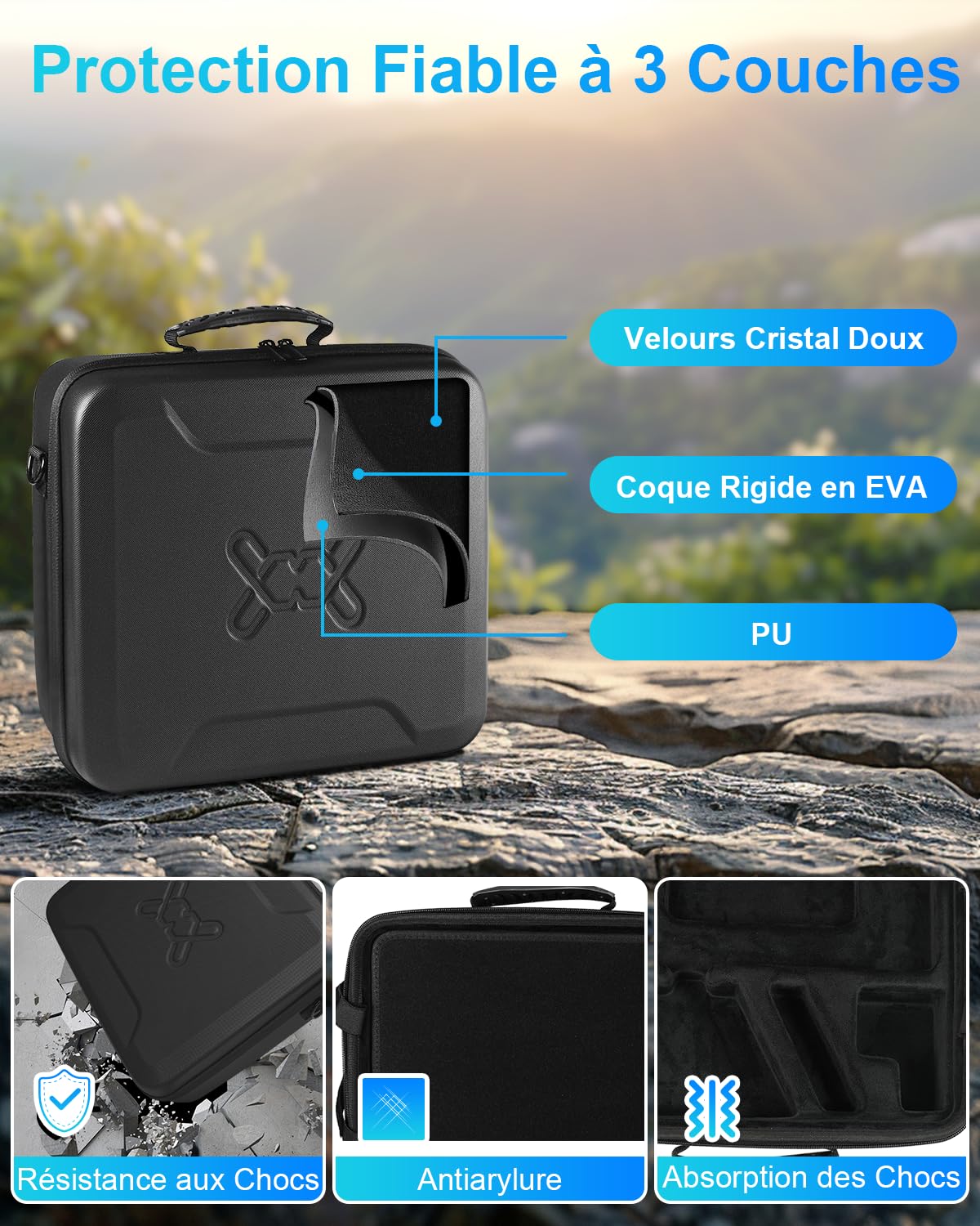 Mwin Starlink Mini Case - Housse de Protection Légère en EVA Résistante aux éclaboussures et aux Chocs avec Bandoulière, Sacoche Portable à Coque Dure pour Les Voyages en Plein air et le Camping, Noir