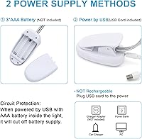 Vista 3 de Luz de soporte de música, luces LED blancas con clip, funciona con pilas USB y AAA, lámpara de lectura en la cama, 4 niveles de brillo, ideal