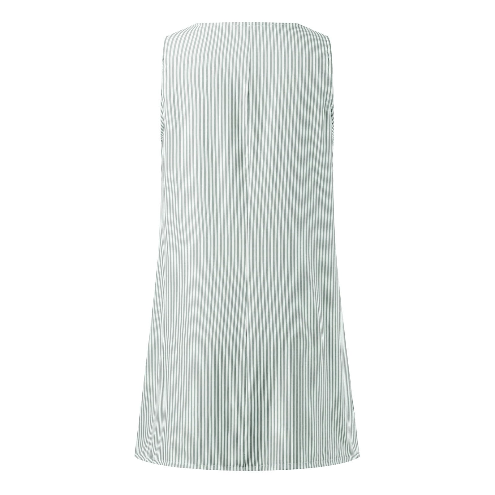 Latzkleid Damen Kurz -Trägerkleid Sommer Minikleid Latzrock Sommerkleid Rundhals Streifen Latzkleider Vintage Hosenträger Kleid mit Taschen Strandkleid Elegant Freizeitkleid Ärmelloses