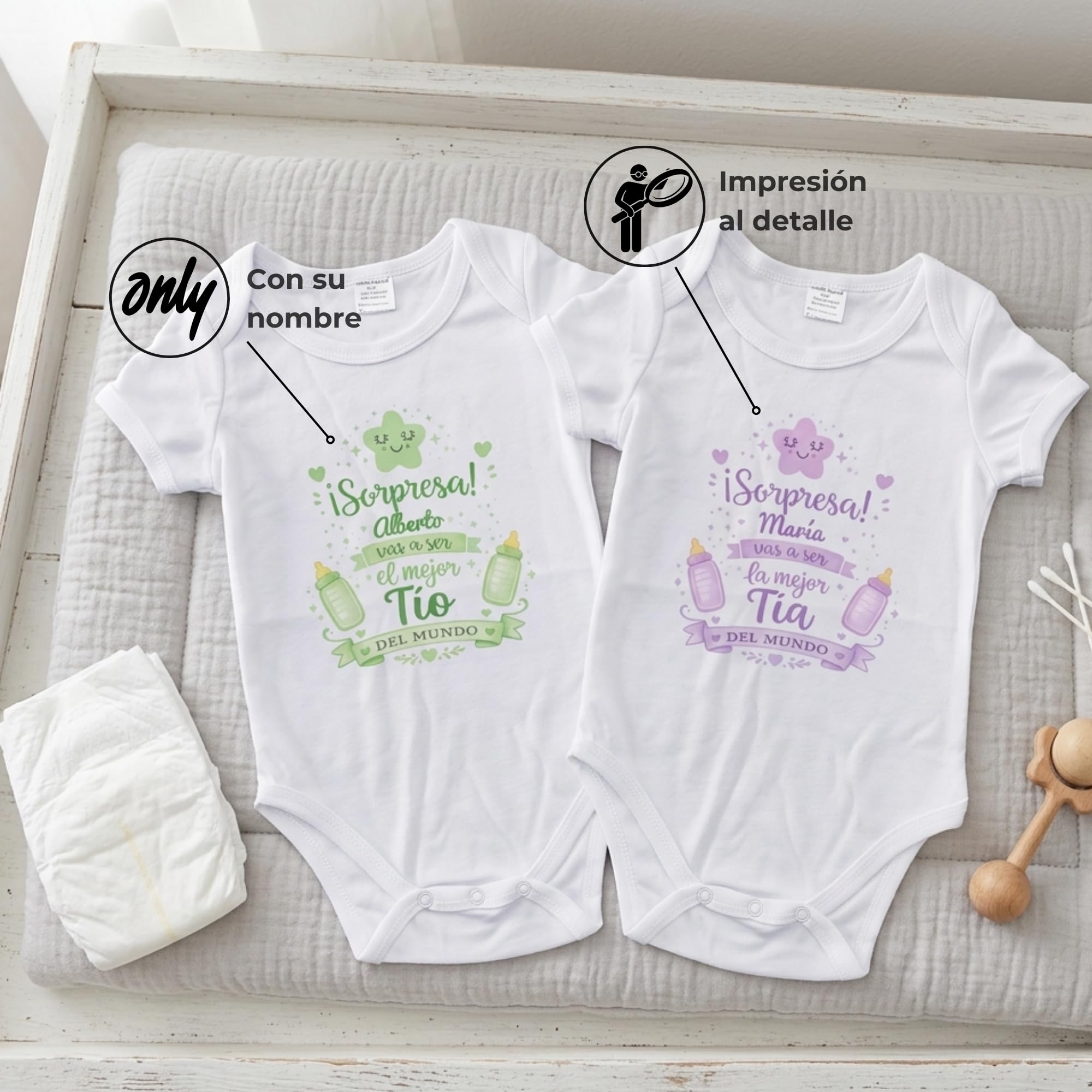 LolaPix Body Vas a ser... Bebé. Body Personalizado para Bebes. Regalo Sorpresa Anuncio Embarazo para Abuela. Manga Corta y Larga - Tallas de 0 a 18 meses — view 5
