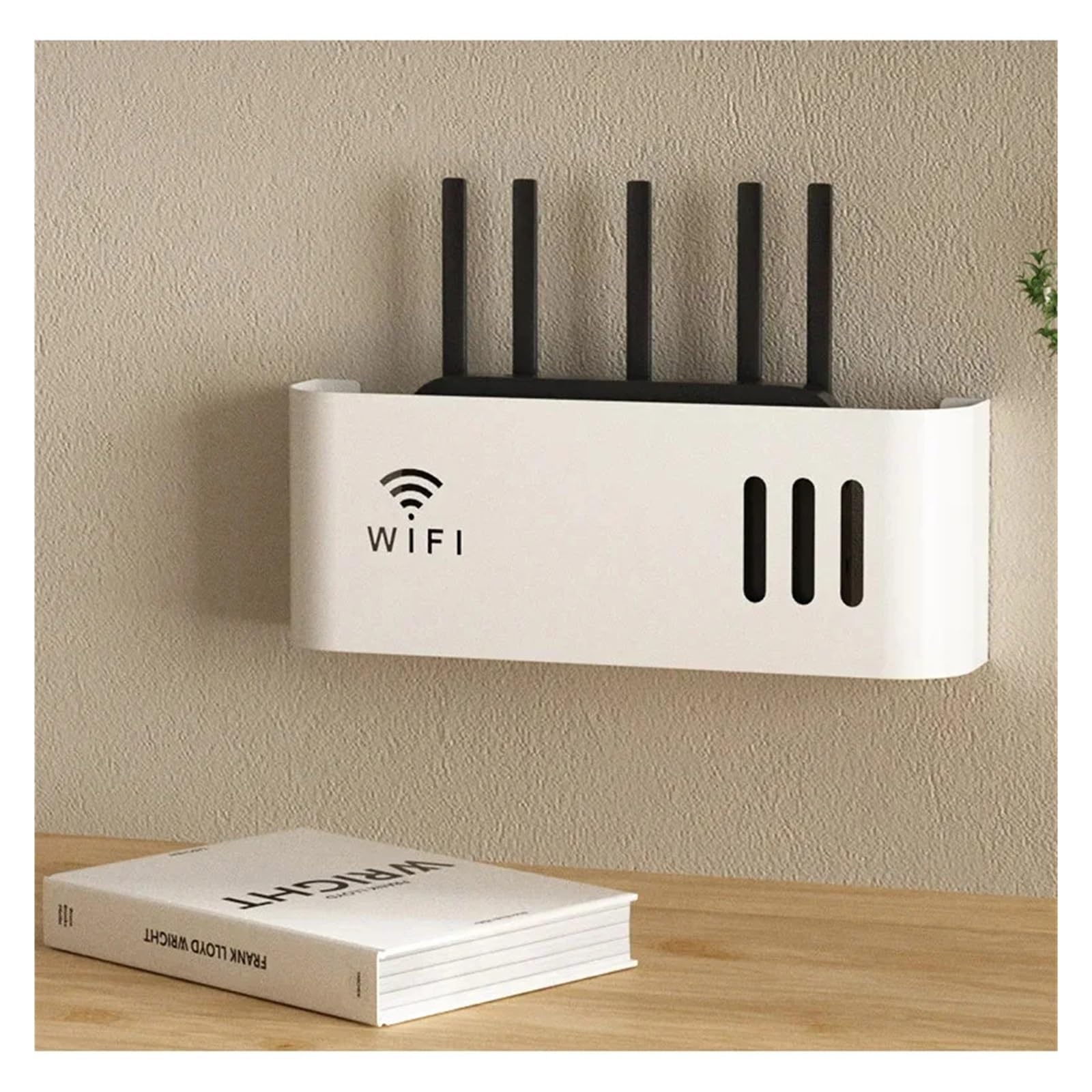 Wand Router Aufbewahrungsbox Behälter Wandmontierte Router-Box Büro-Mediendekor-Konsole WLAN WLAN-Box Drahtlose Aufbewahrungsboxen Rack-Halterung Wandregal(Color 1)