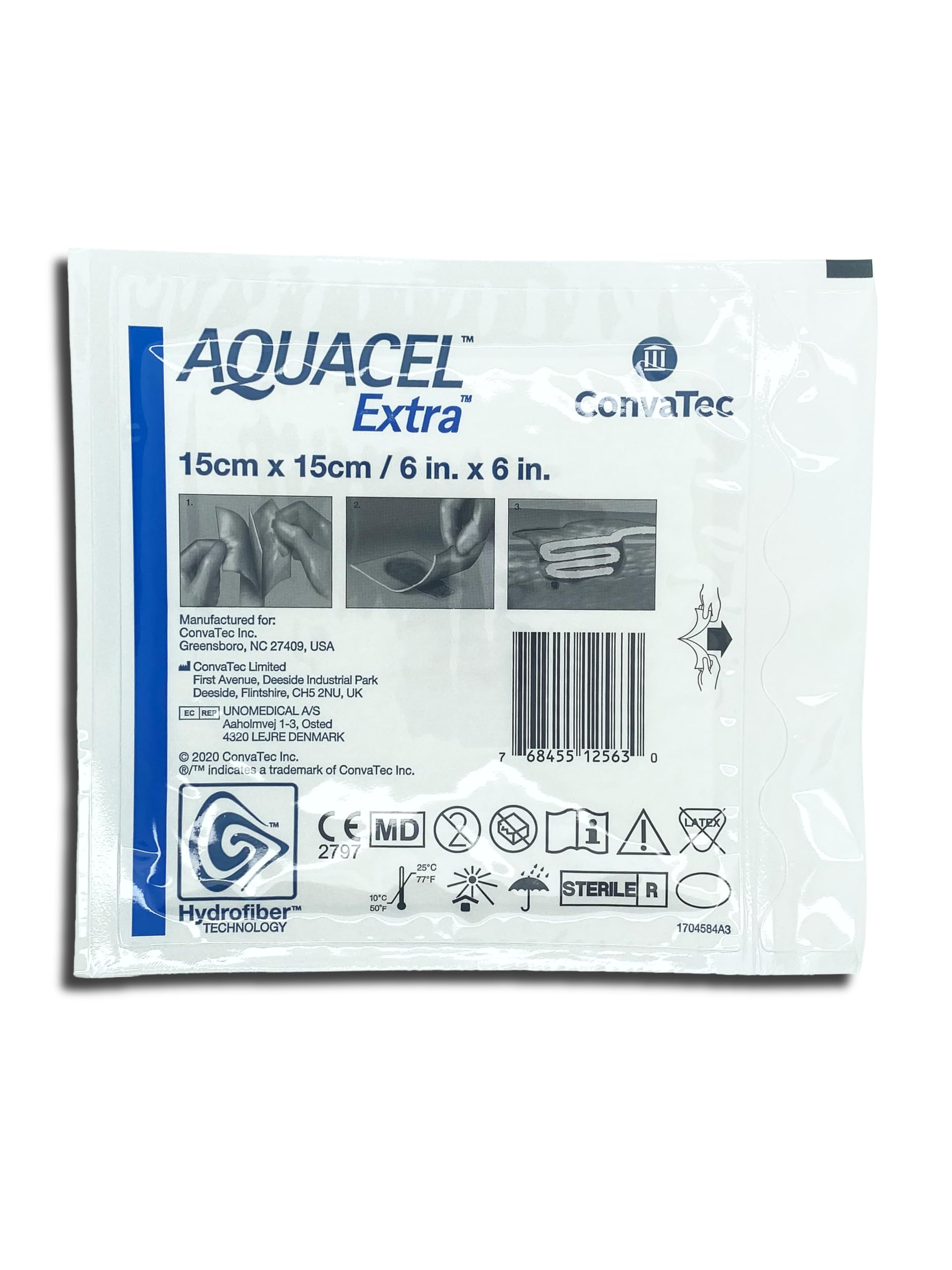 Aquacel Extra 15x15 cm (Envase de 5) - Apósito de Hidrofibra de Alta Absorción para Heridas y Úlceras - Tecnología Hydrofiber.