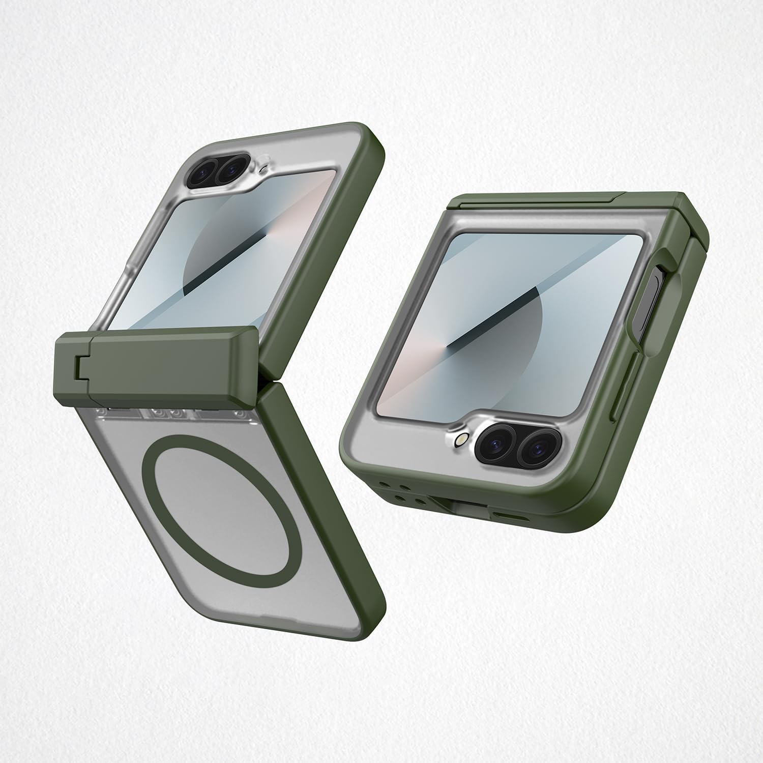 Coque Samsung Galaxy Z Flip6 avec protège-écran intégré et support rotatif vert - 8