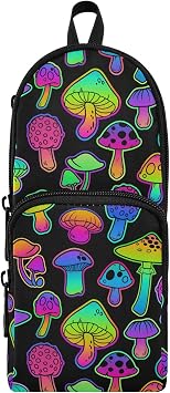 Bright Mushroom Pencil Case for Girls Boys Kids School Supplies Pouch Box Pen Bag Large Capacity Zipper College Stationary Organizer