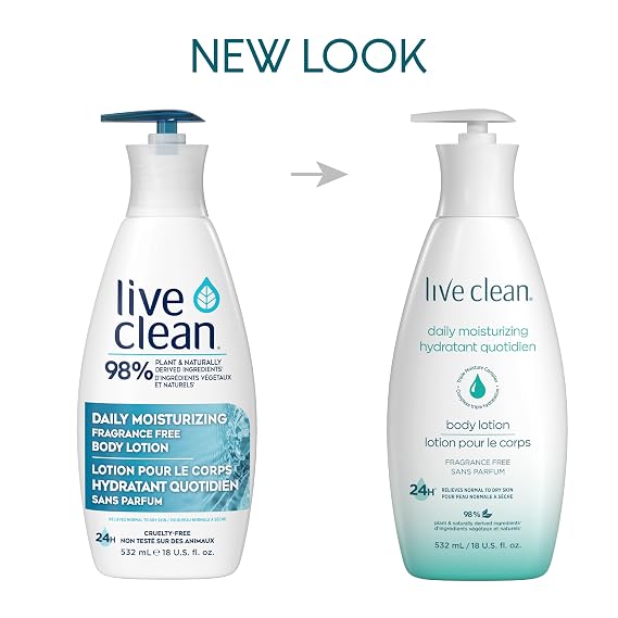 Live Clean Daily Moisturizing Body Lotion, Fragrance Free, 18 Fl Oz