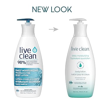 Live Clean Daily Moisturizing Body Lotion, Fragrance Free, 18 Fl Oz