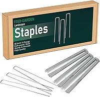 Vista 8 de FEED GARDEN Paquete de 25 grapas galvanizadas de 6 pulgadas, calibre 11, estacas de jardín, estacas de tela para paisajismo, alfileres SOD, estacas