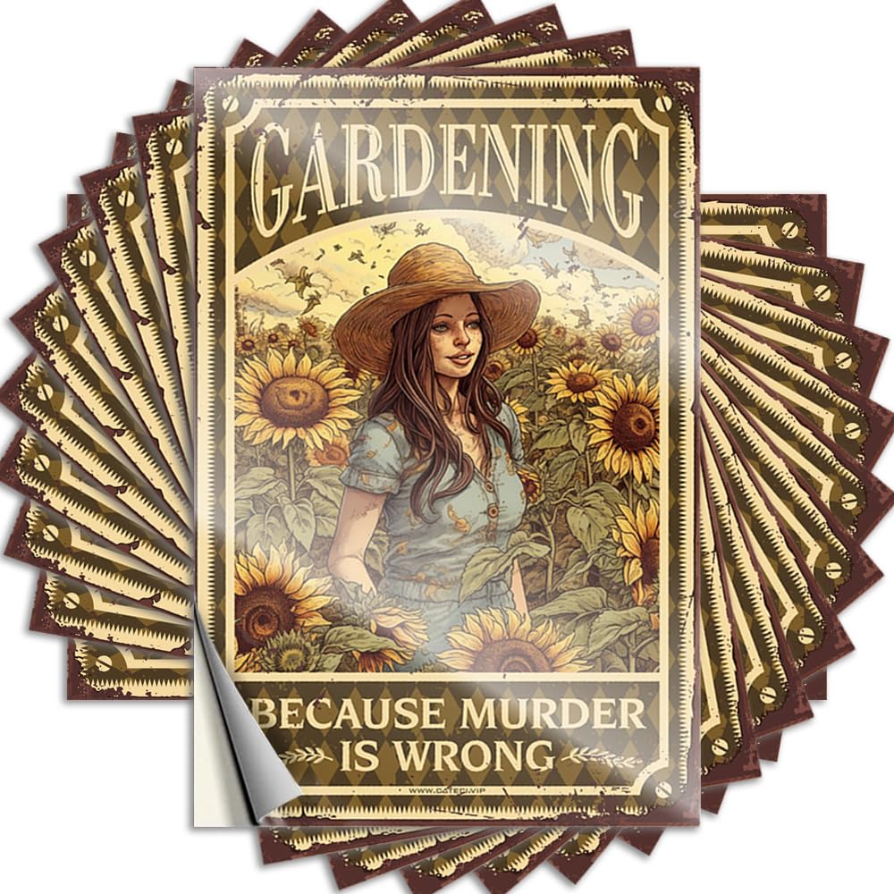 Gardening Because Murder is Wrong Girly Bathroom Decor Tall - Stickers Window Waterproof Decal(8X12CM)