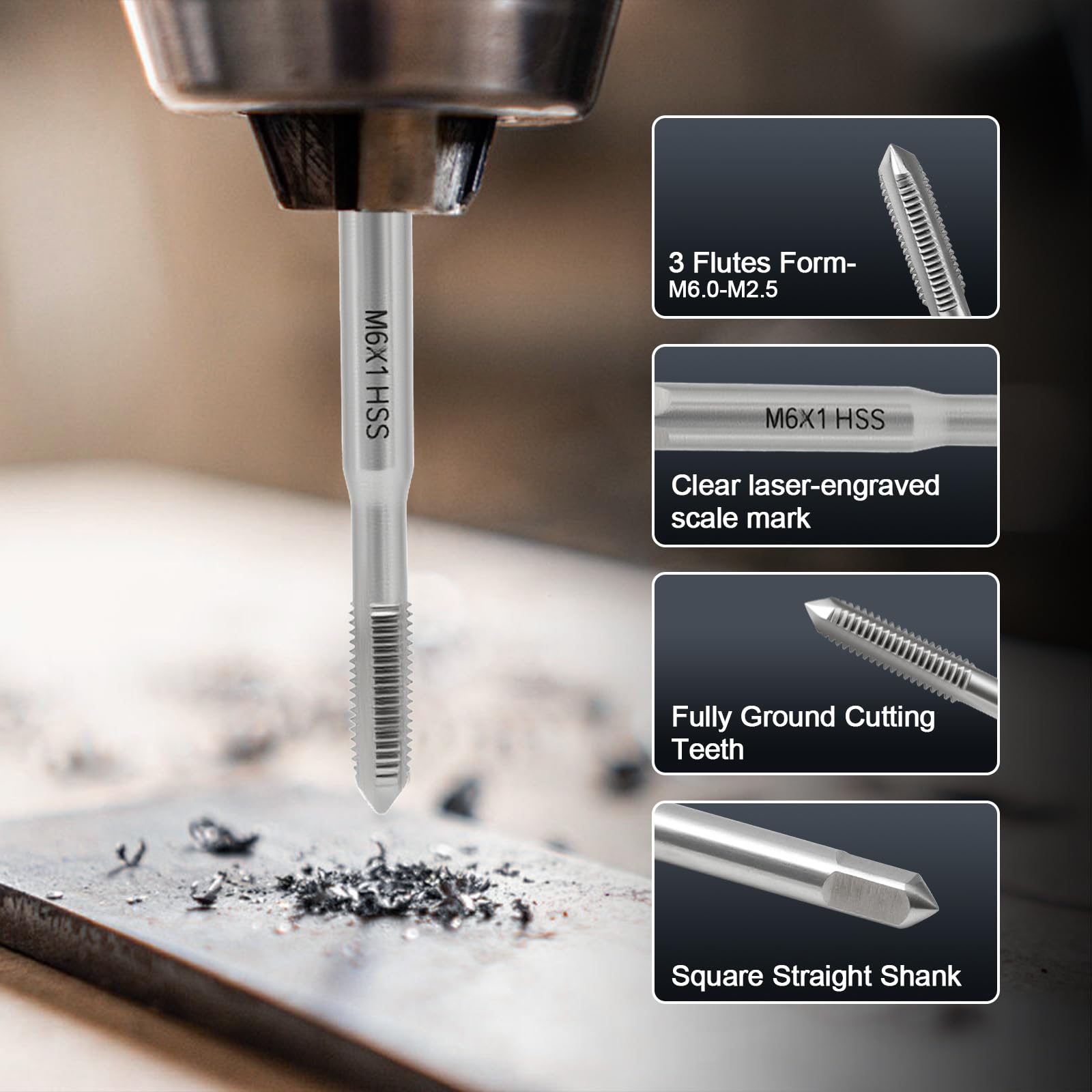 18PCS High Speed Steel Drill & Tap Set - Metric -5