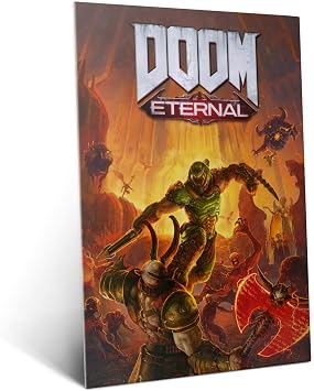 Displate Metal Poster Doom Eternal Logo Wall Art M | Wall-safe magnetic mounting, no drilling or tools. Easy to mount, artwork, wall decor home living room, bedrooms, offices.