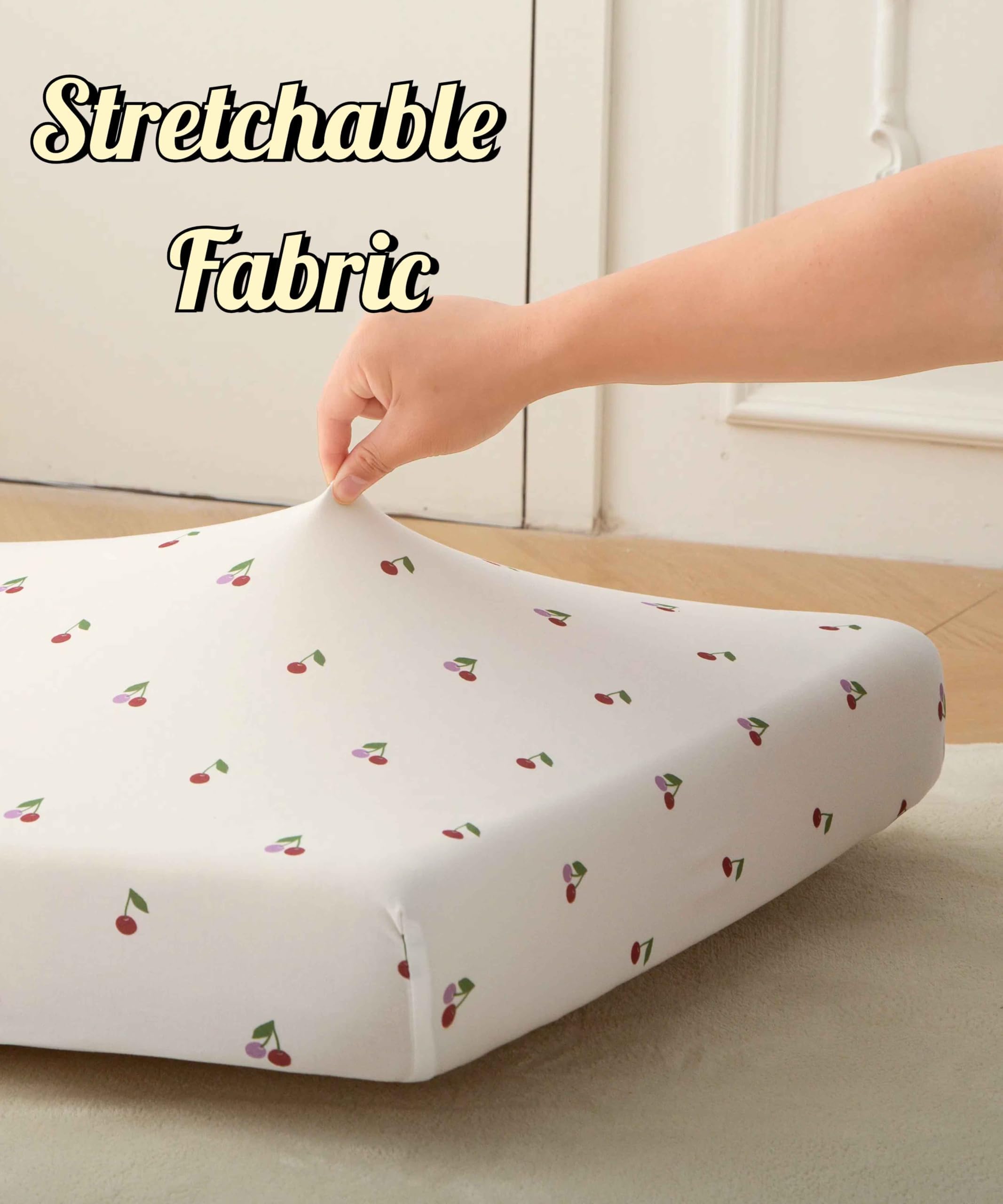 SDY Paquete de 2 sábanas para cuna para niños y niñas, sábana bajera ajustable de jersey suave, bonita sábana de colchón estampada para cuna de 52 x 28 x 8 pulgadas (cereza)