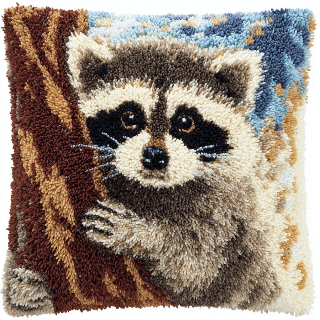 Axiangzik Raccoon Latch Hook Cushion Kits,
