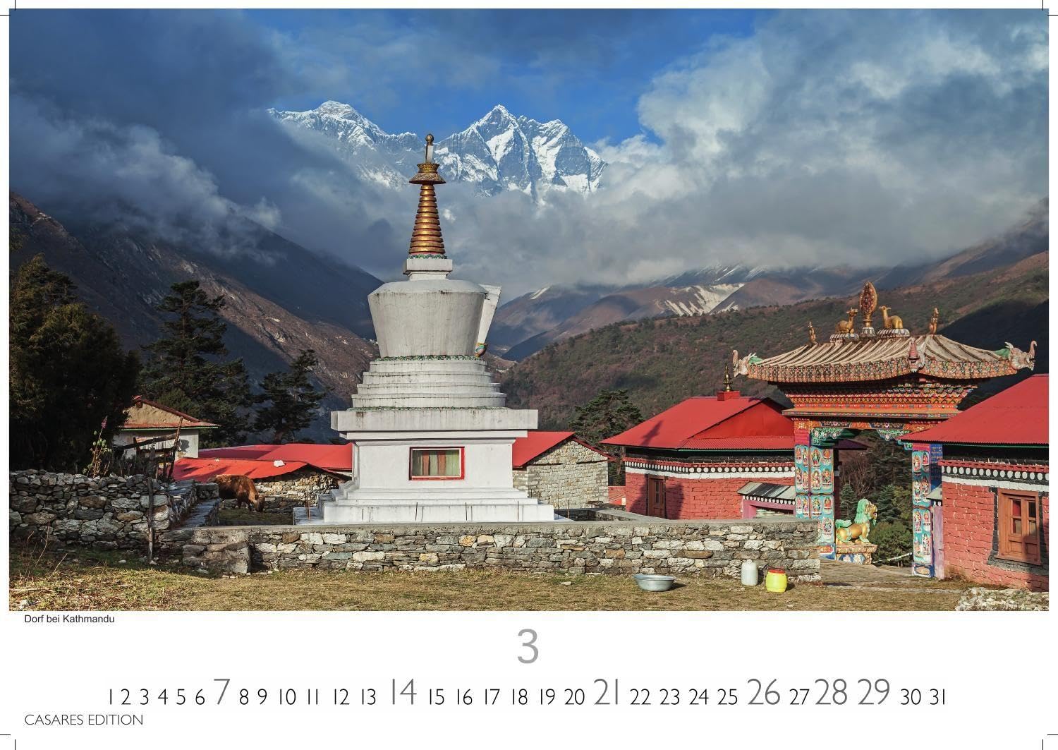 Nepal Kalender 2027 - Wandkalender | Fotokalender Asien 35x50cm Grosses Format - Atemberaubende Fotos der Himalaya-Gipfel, Tempel und heiligen Stätten Nepals