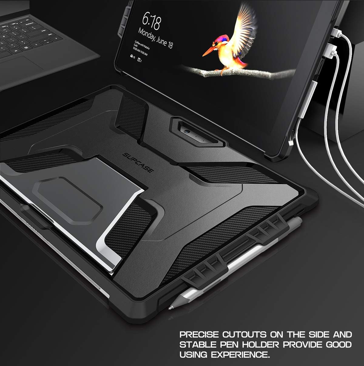 SUPCASE for Microsoft Surface Pro 7/6/5/4/LTE Case with Stand (Unicorn Beetle Pro), [Pen Holder] [Military-Grade Protection] Heavy Duty Rugged Tablet Cover for Surface Pro 12.3 inch, Black