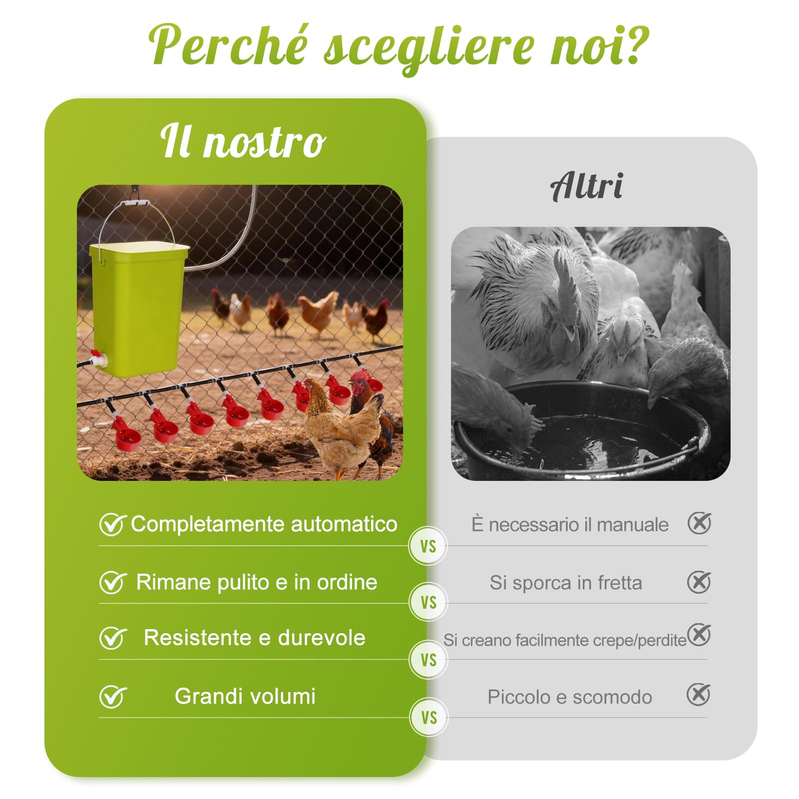 Set completo di abbeveratoio automatico per polli da 12 litri, con valvola galleggiante, dispenser di acqua per pollame con ciotole, abbeveratoio per polli, anatre, oche e quaglie