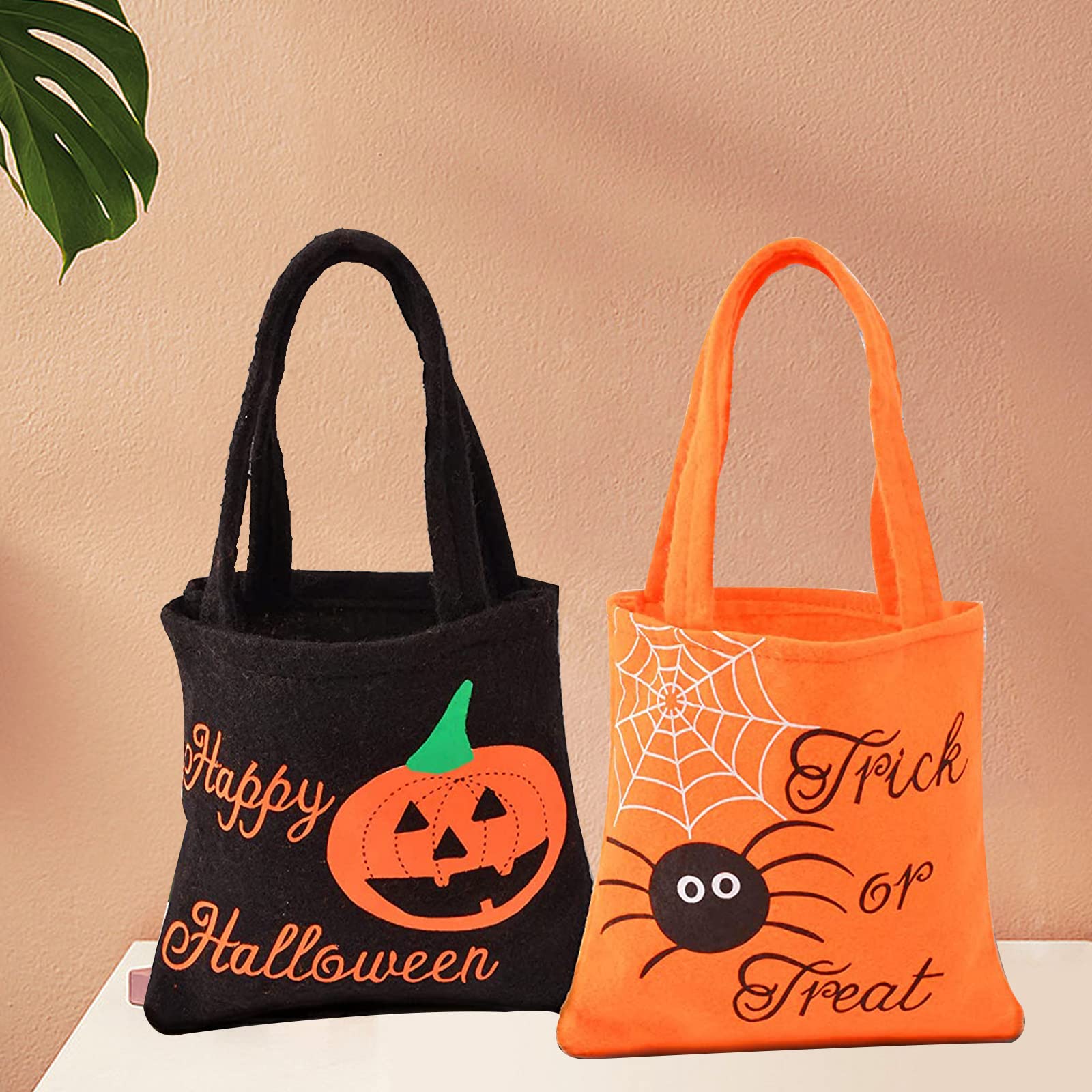 Borsa di Zucca di Halloween - 3pcs Sacchetti per Dolcetto o Scherzetto, Borse per Feste di Halloween (A