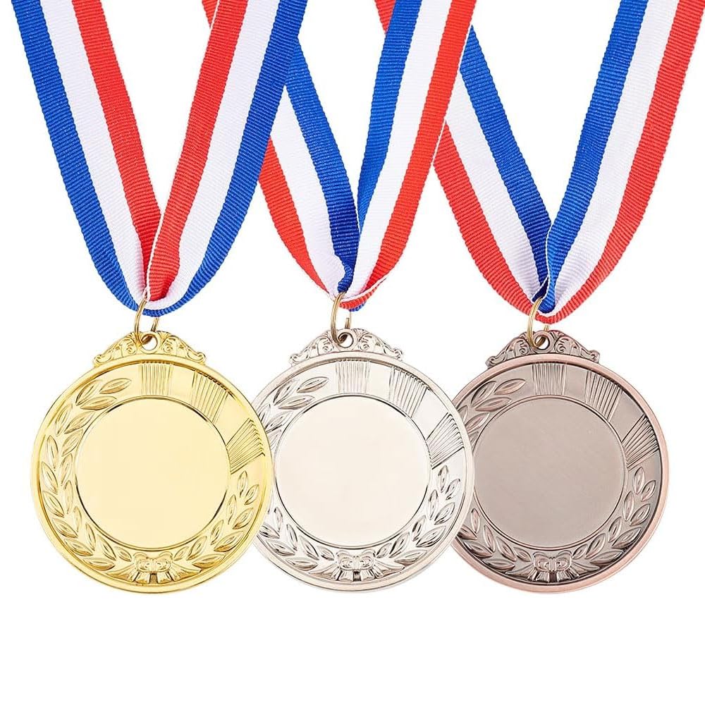 Excefore Award Medals Kids, 6 Pack Gold Silver Bronze Award Medals, Winner Awards Olympic Style Medals with Ribbon for Kids School, Sports Meeting, Sports Events, Celebration Souvenir, 2.5 Inch