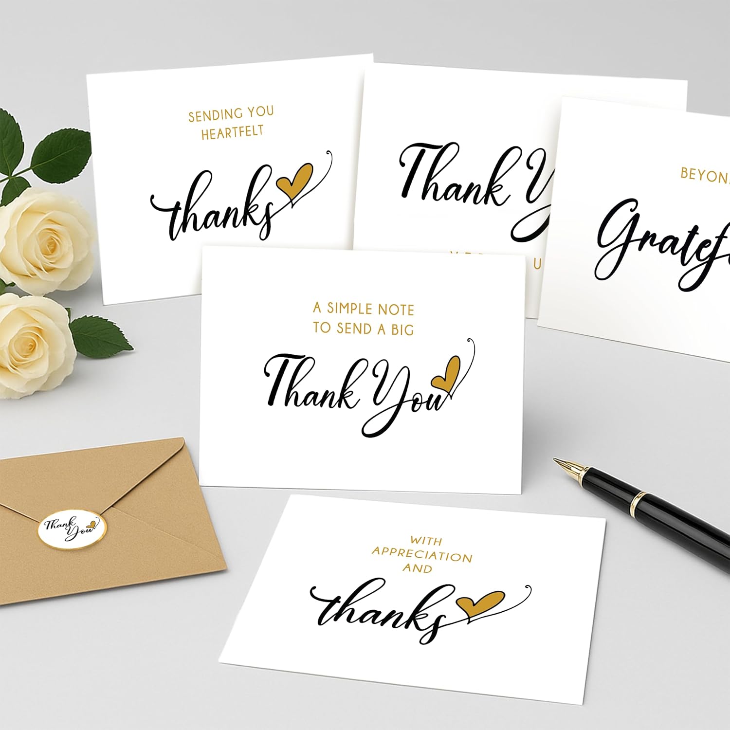 Bulk Thank You Cards with Envelopes Set and Stickers - 30 Pack, 4 x 6 in Blank Simple Thank You Notes - Minimalist Box for Weddings, Baby Showers, Birthdays, Small Businesses - Image 5