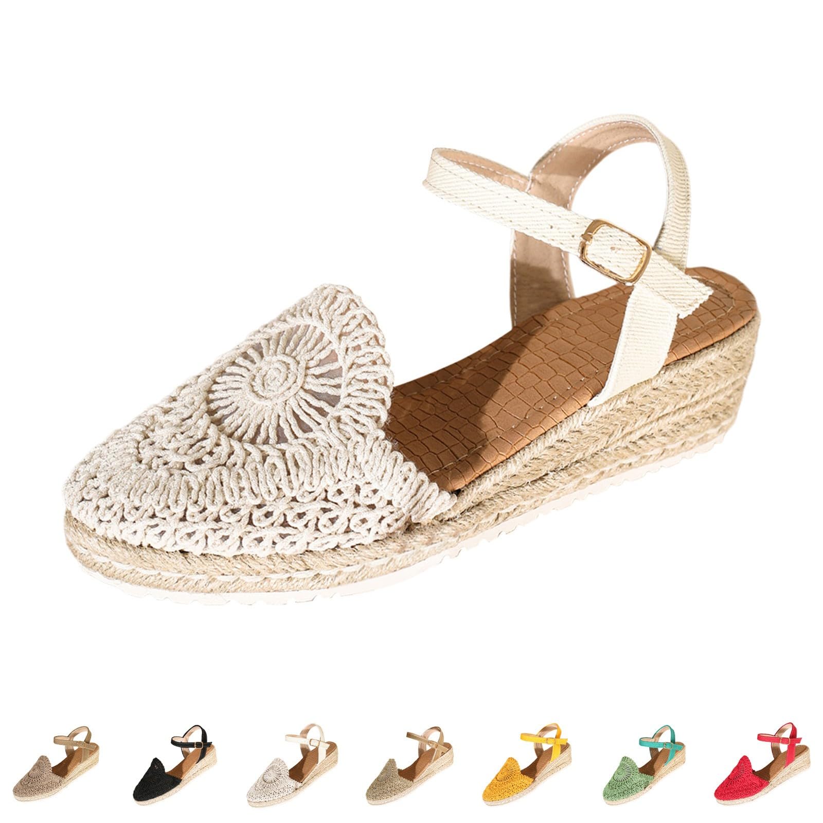 Generico Sandales CompenséEs Femme Confortables LéGèRes AntidéRapantes Semelle Souple Respirantes Chaussures Femme éTé Mode Mules OrthopéDiques Coupe Large Ville Plage