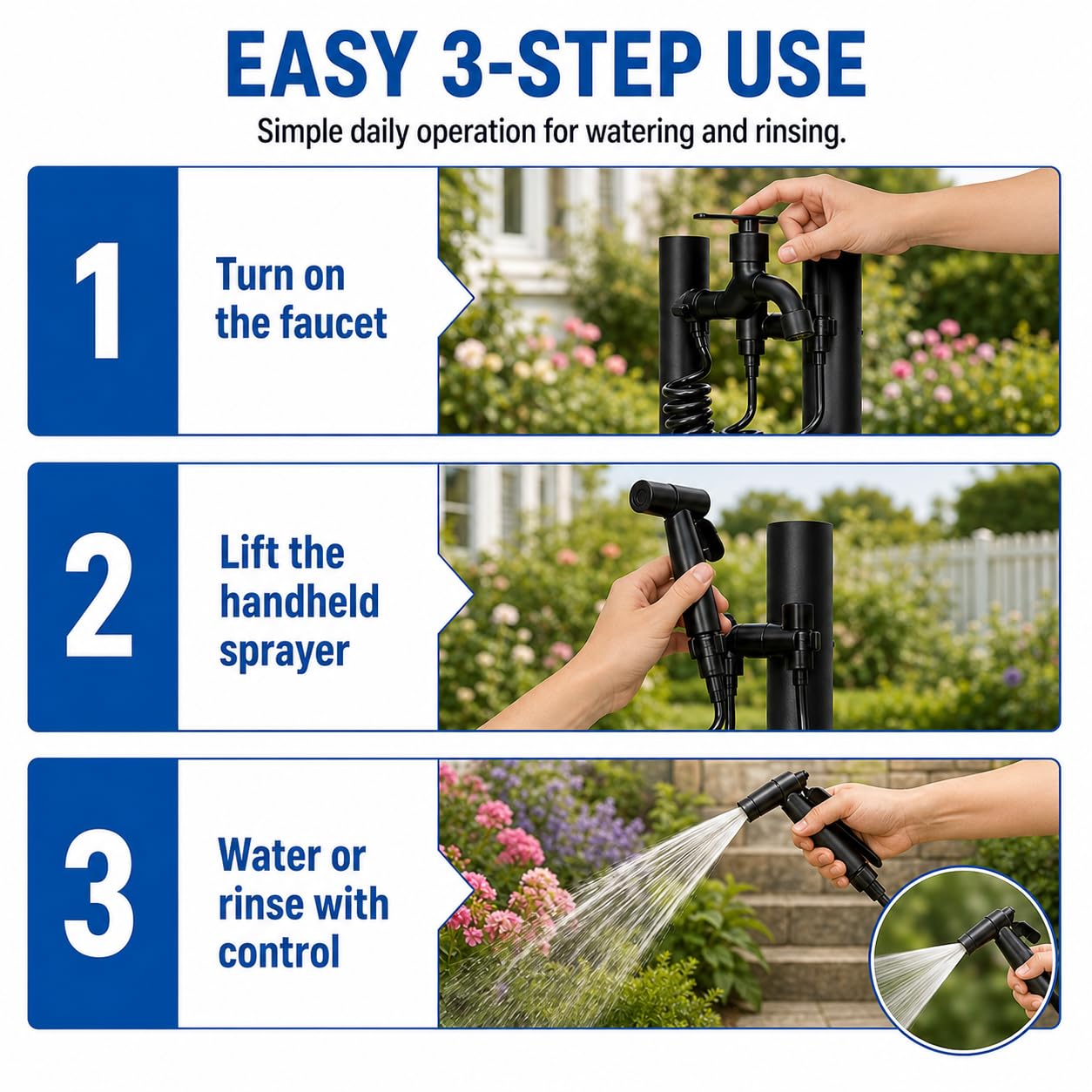 TsoLay Columna De Agua para Jardín Vertical Exterior, Hidrante Vertical A Prueba De Heladas con Grifo Y Pistola Rociadora, Tubería De Ppr con Aislamiento De Algodón Anticongelante, Extensor De Grifo