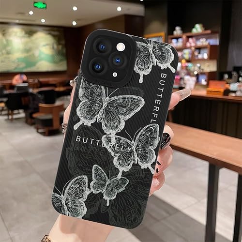 Miniatura 3 de MZELQ Funda para iPhone 11 Pro Max, bonito patrón de mariposa negra para iPhone 11 Pro Max, protector de pantalla, protección de cámara, funda a