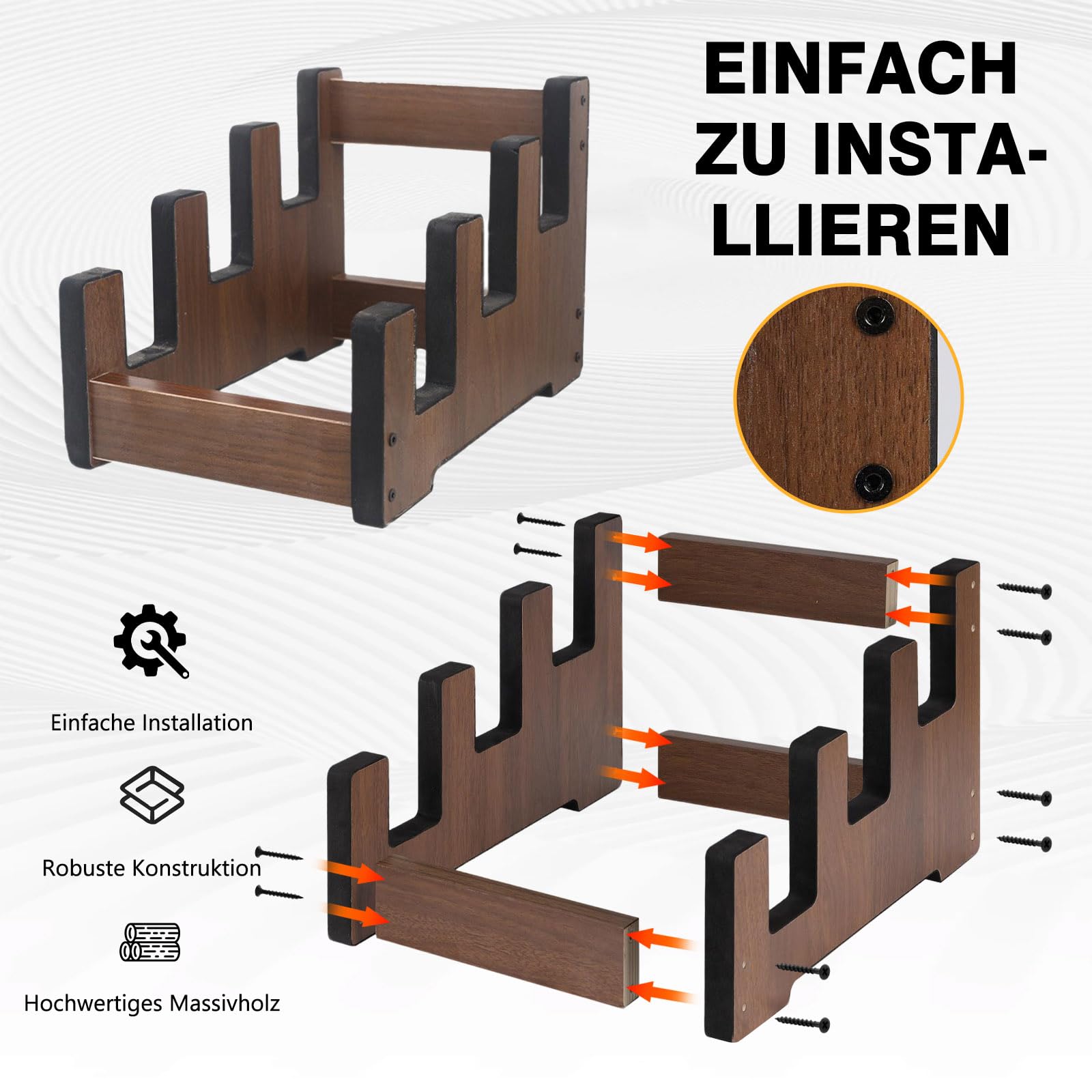 Gitarrenständer Holz für mehrere Gitarren, 3-Halter Gepolsterter Multi-Gitarrenständer Boden Platzsparend 3 Gitarren Display-Rack für Zuhause Studio Bühne (Für 3 E-Gitarren/Bässe)