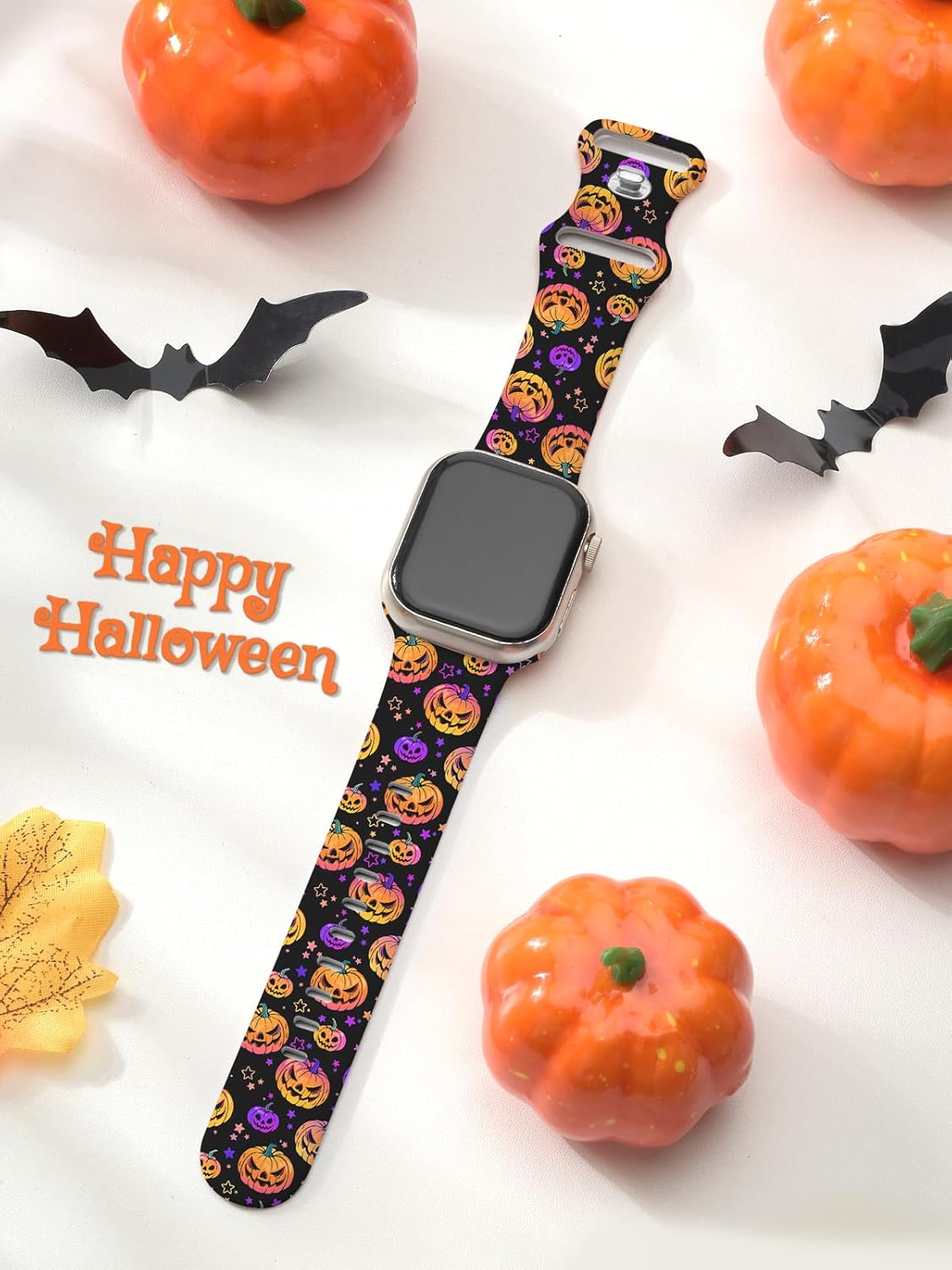 Watbro Halloween Holiday Watchband Compatible with Apple Watch Pumpkin 38mm 40mm 41mm 42mm 44mm 45mm 49mm Women Men,Cute Thanksgiving Day Strap for iWatch Series 10 9 8 7 6 5 4 3 2 1 SE Ultra - Image 2