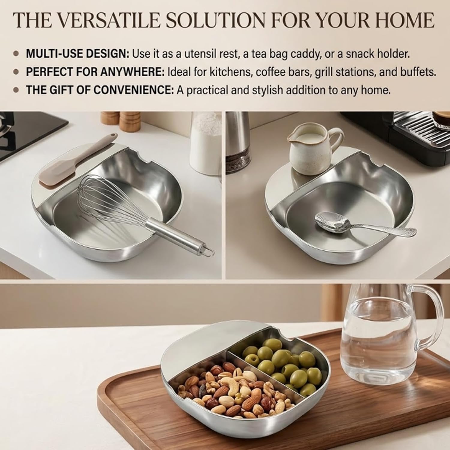 304 Stainless Steel Spoon Rest & Multipurpose Kitchen Utensil Holder, Heavy Duty Utensil Holder for Stove Top, Self-Standing Ladle Holder With Stable Base, for Ladles, Tongs, Spatula (5pcs)