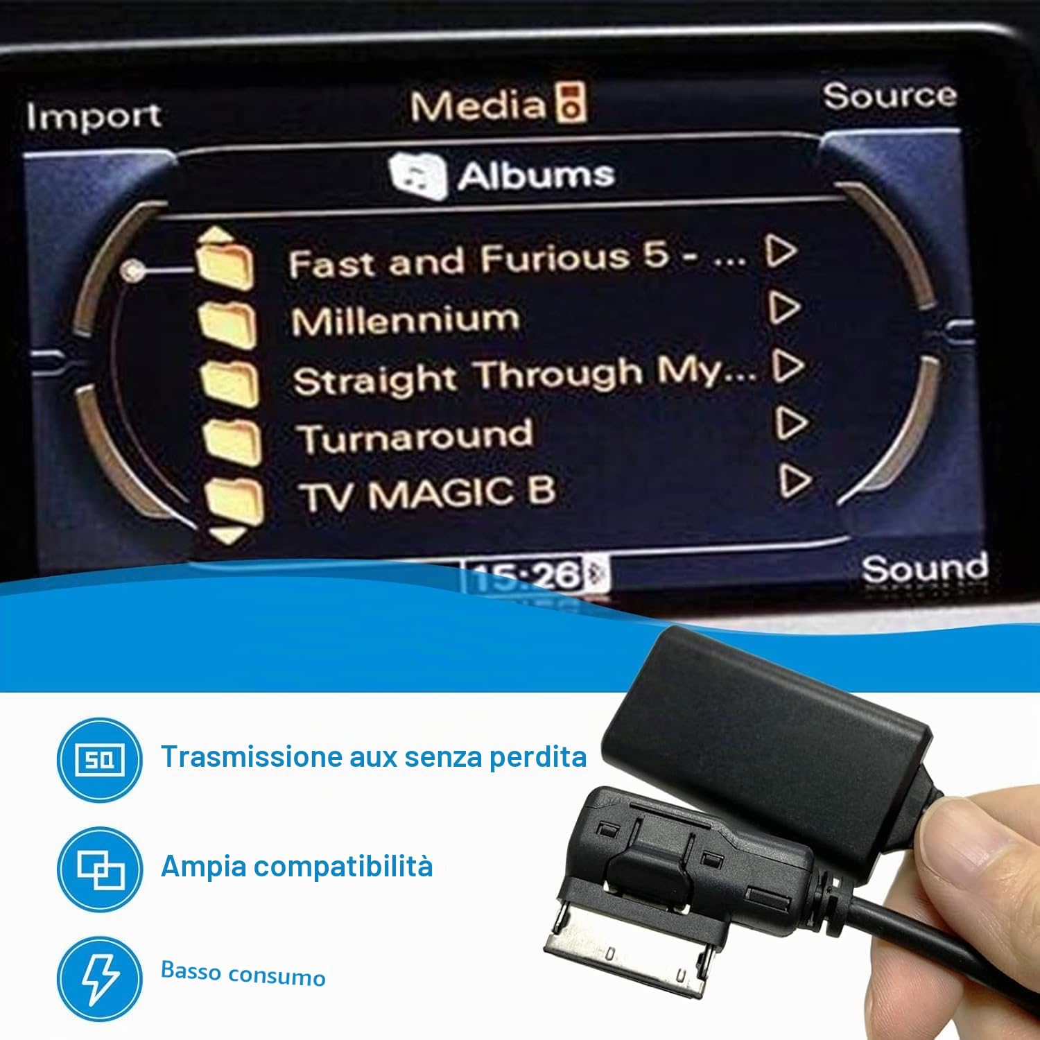 AMI MMI Ada atore Bluetooth 5.0 Musica Media Musica interfa ia Ricevitore Compatibile con A1 A3 A4 A5 S3 S4 Q5 Con MMI 3G+ Sistema