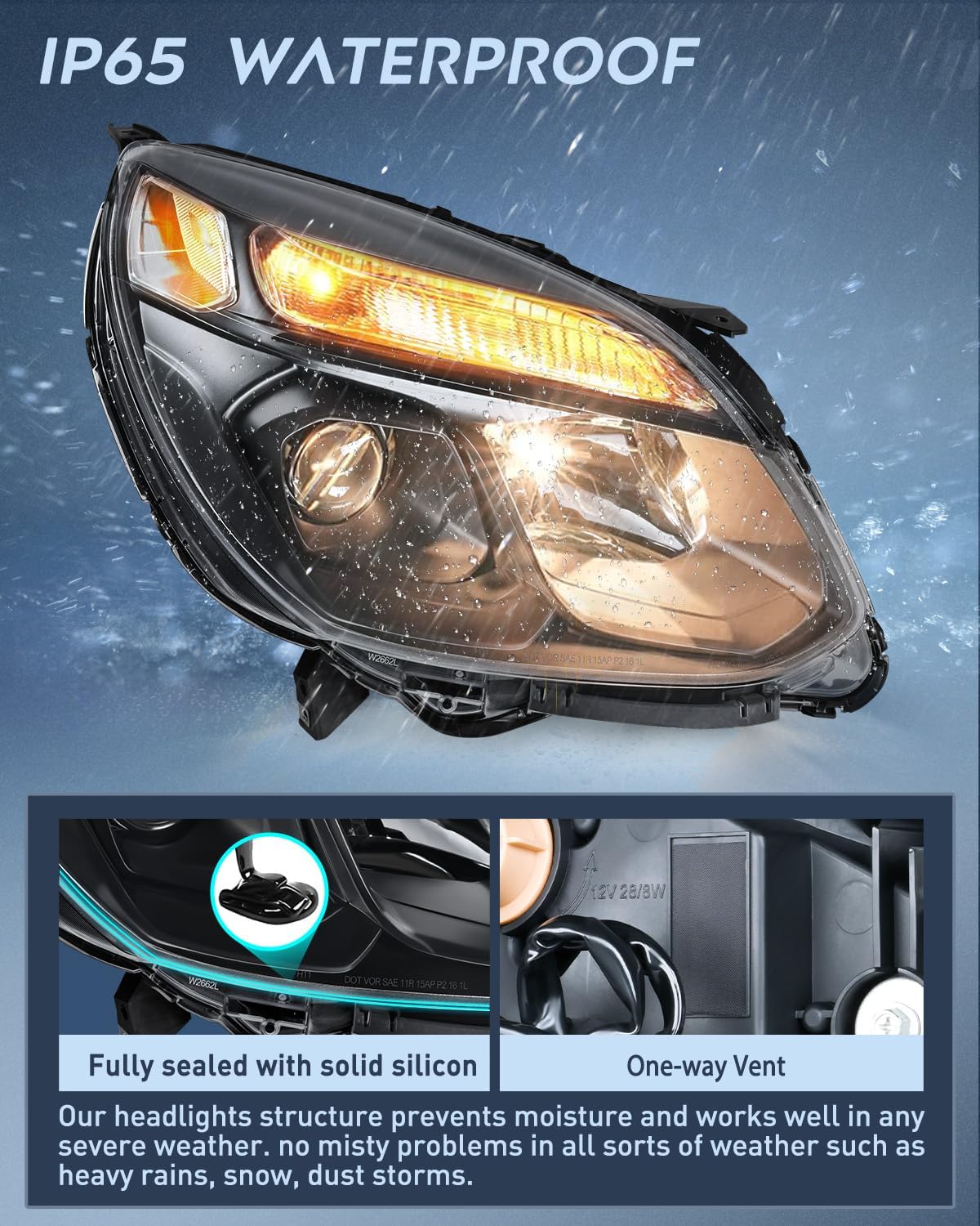 Nilight Headlight Assembly Compatible with 2016 2017 Chevy Equinox OE Style Projector Replacement Halogen Headlights Black Housing Clear Reflector Headlamp Passenger and Driver Side