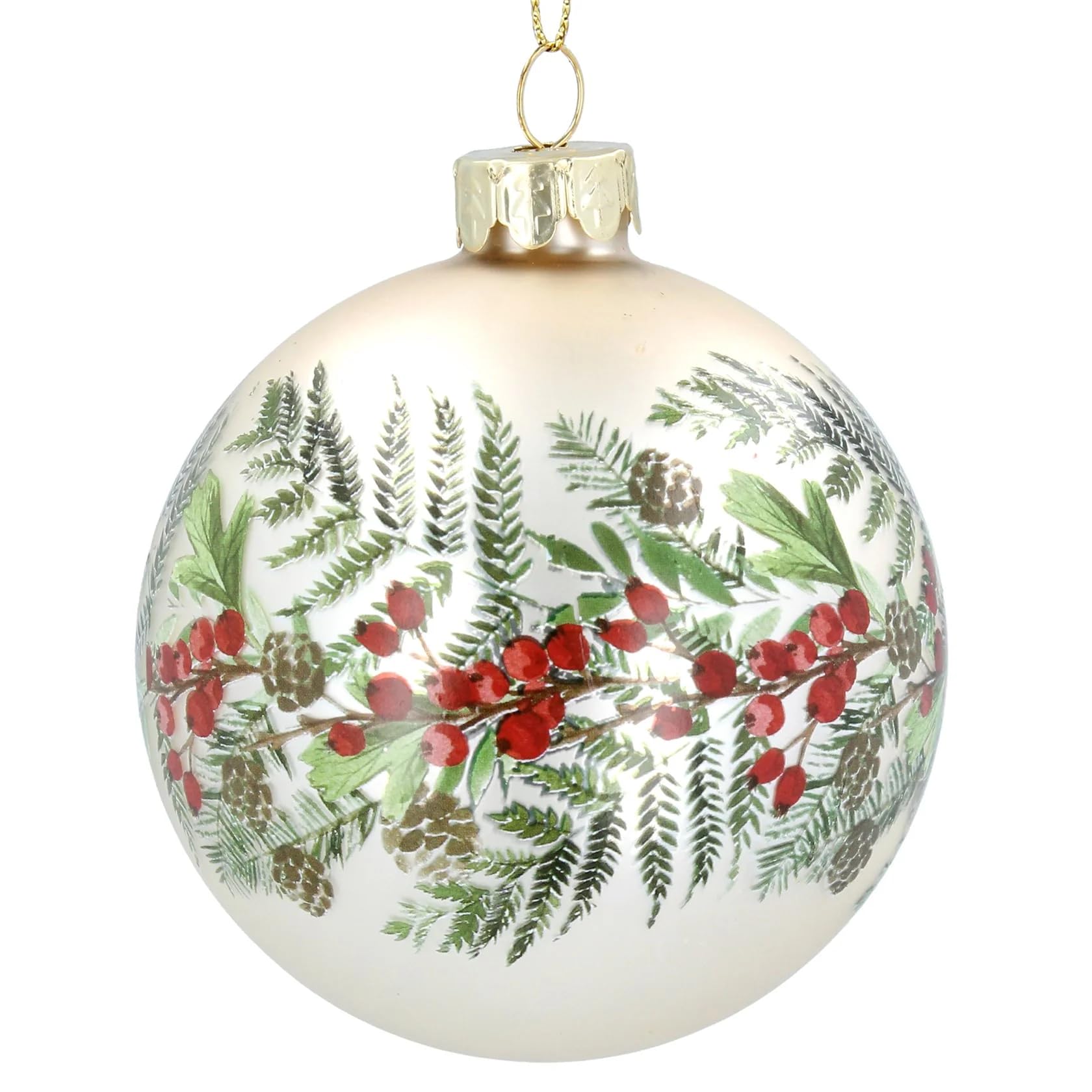 Gisela Graham Pale Gold Fir And Berry Bauble