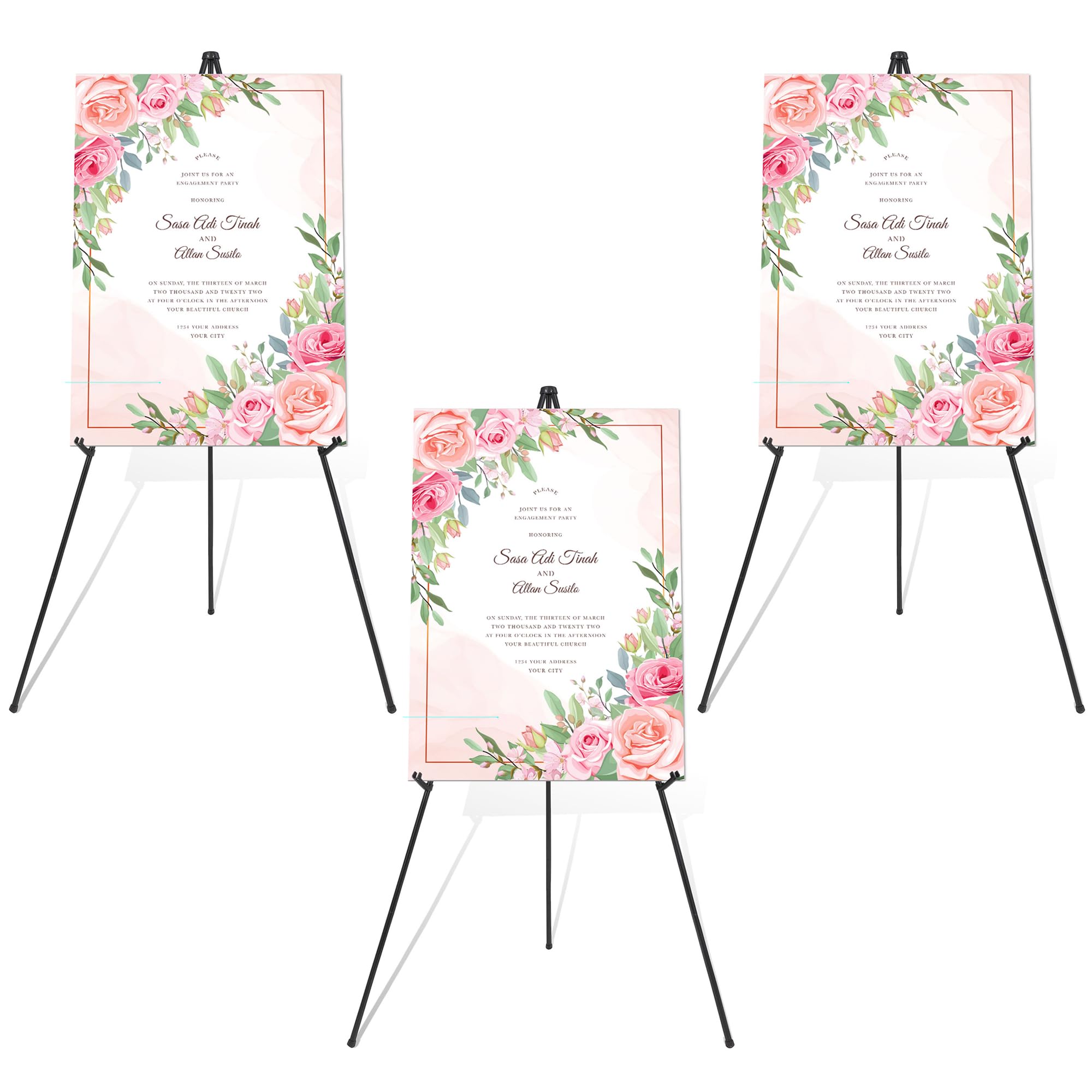 Photo 1 of **UNTESTED**
DDEAT Easel Stand for Wedding Sign & Poster 63'' Easels for Display Portable Art Easel for Floor Adjustable Metal Easel Black 3 Pack