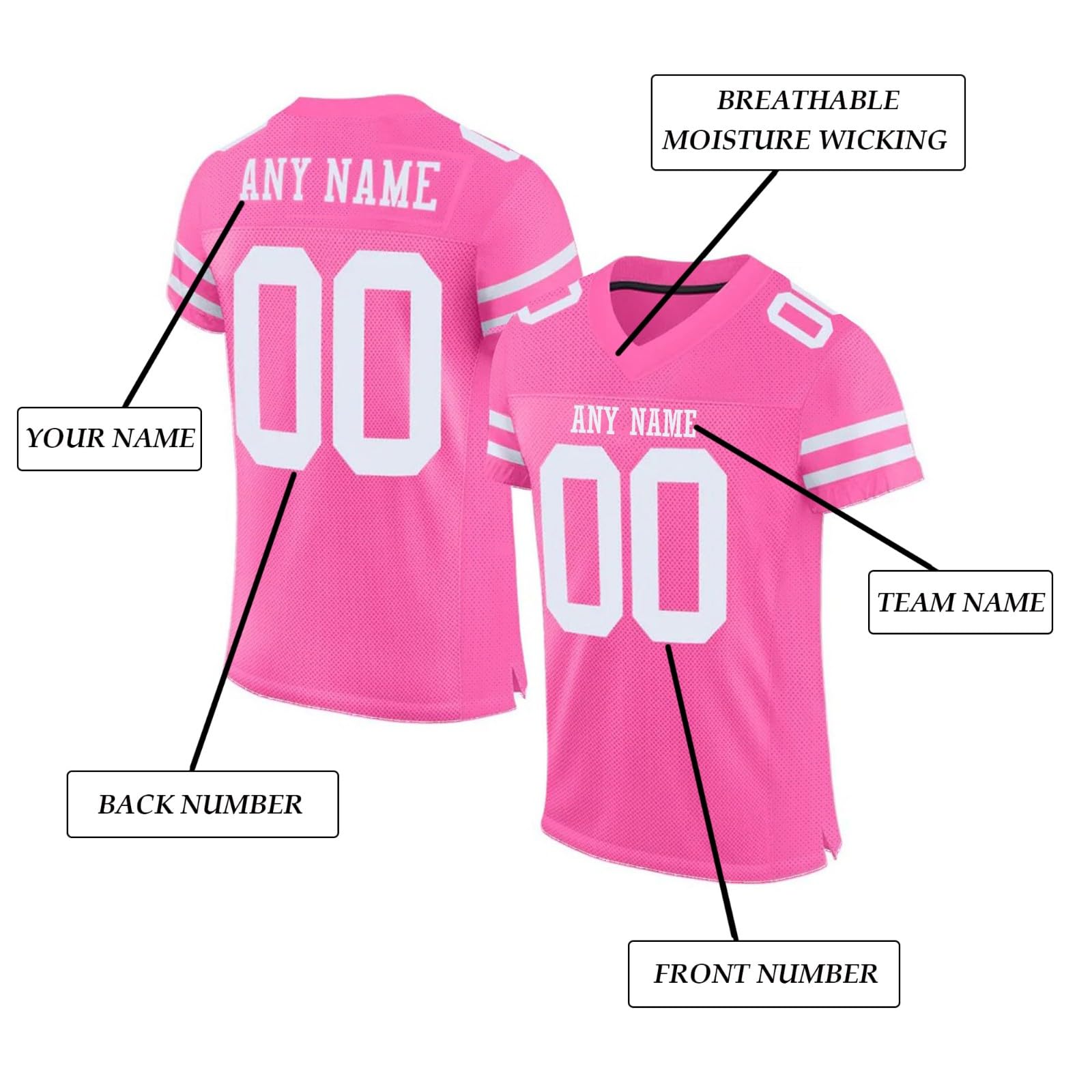 Maillot Football Americain Personnalisable avec Nom et Numéro pour Adulte Enfant Homme Femme Oversize